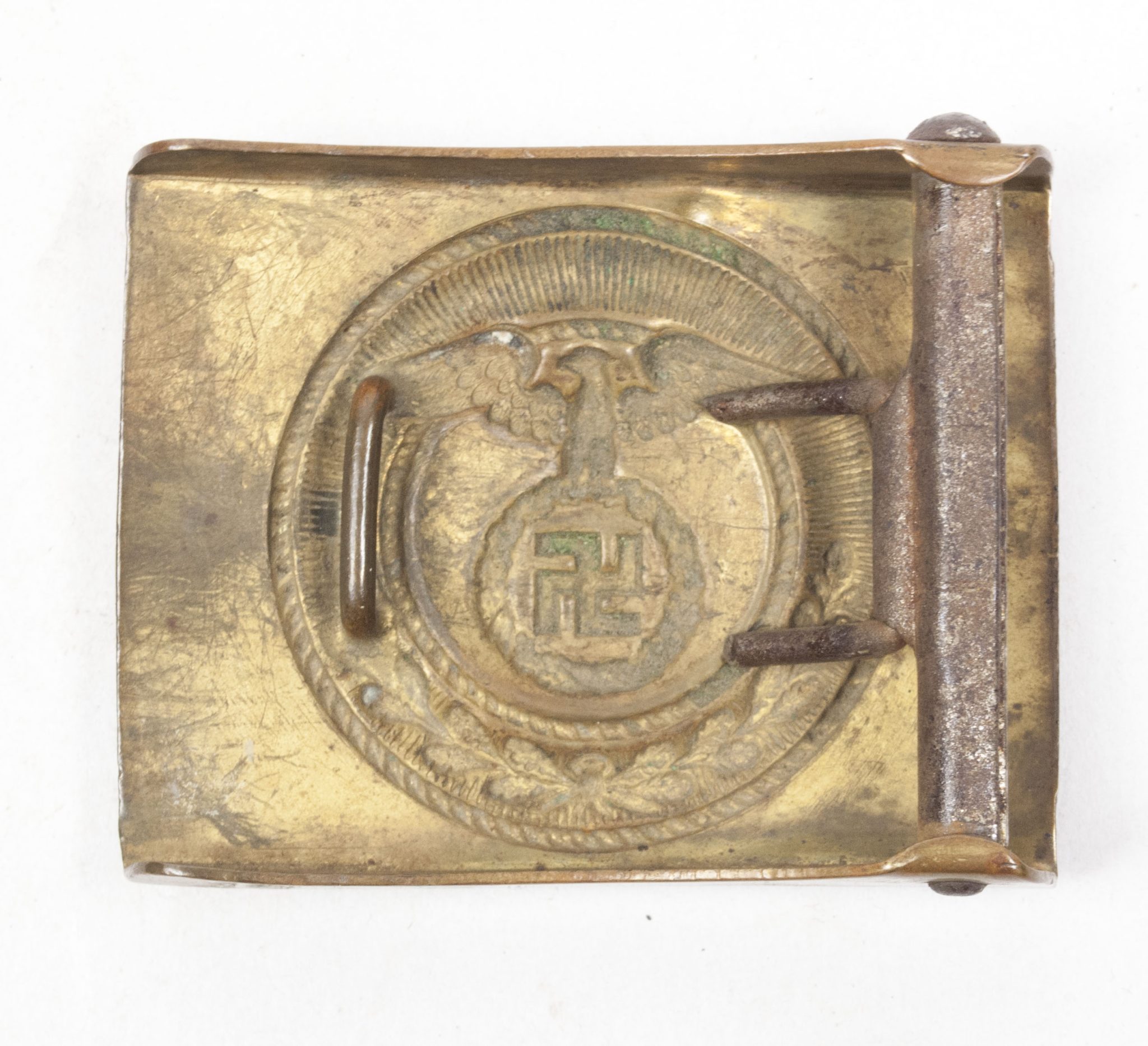 SA buckle + belt with rare horizontal swastika