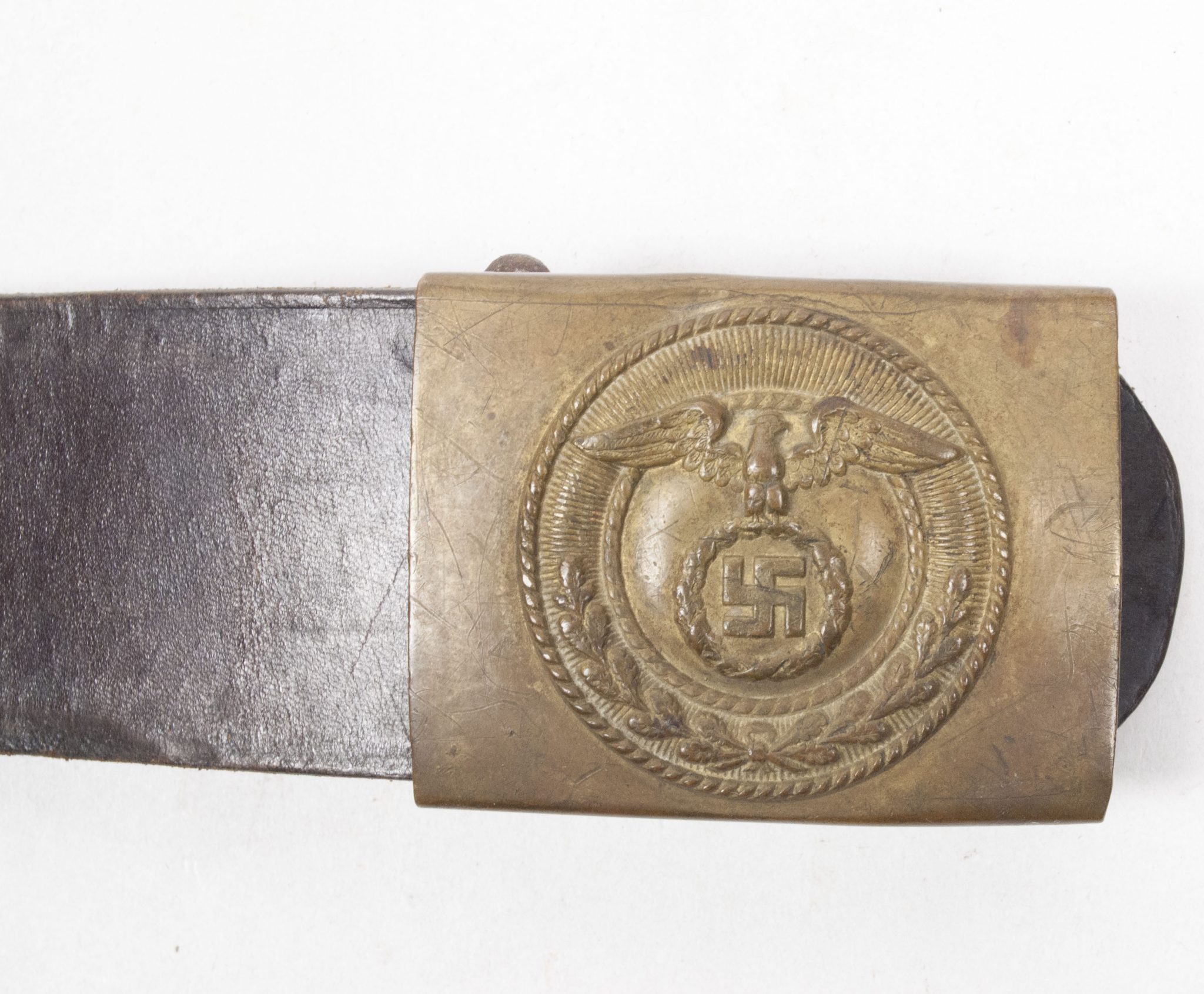 SA buckle + belt with rare horizontal swastika