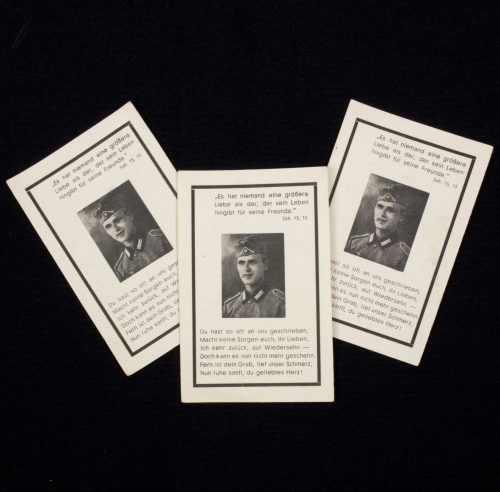 Three deathcards of the same soldier died 29 April 1944 (Art.-Rgt.)