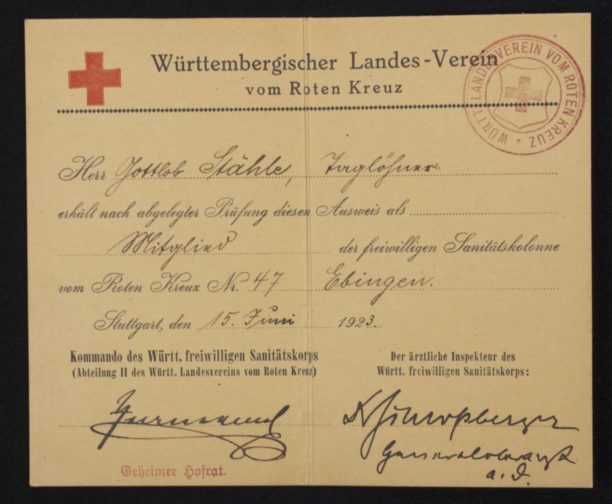 Württembergischer Landes-Verein vom Roten Kreuz pass (2)