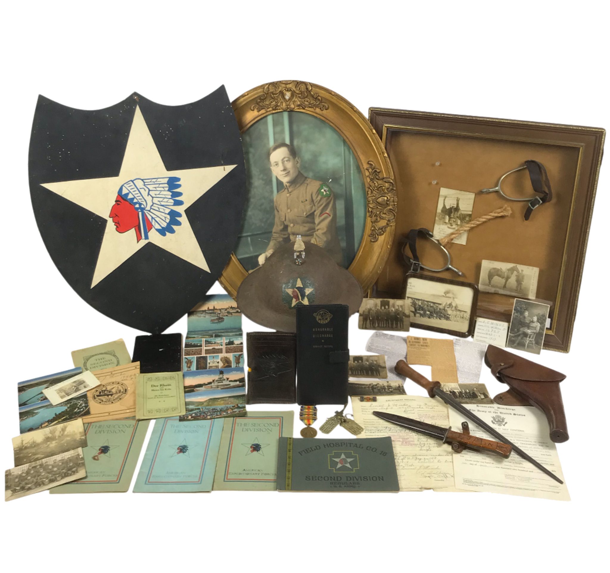 WWI NAMED AEF 2nd Infantry Division - 23rd Ambulance Company grouping - RARE