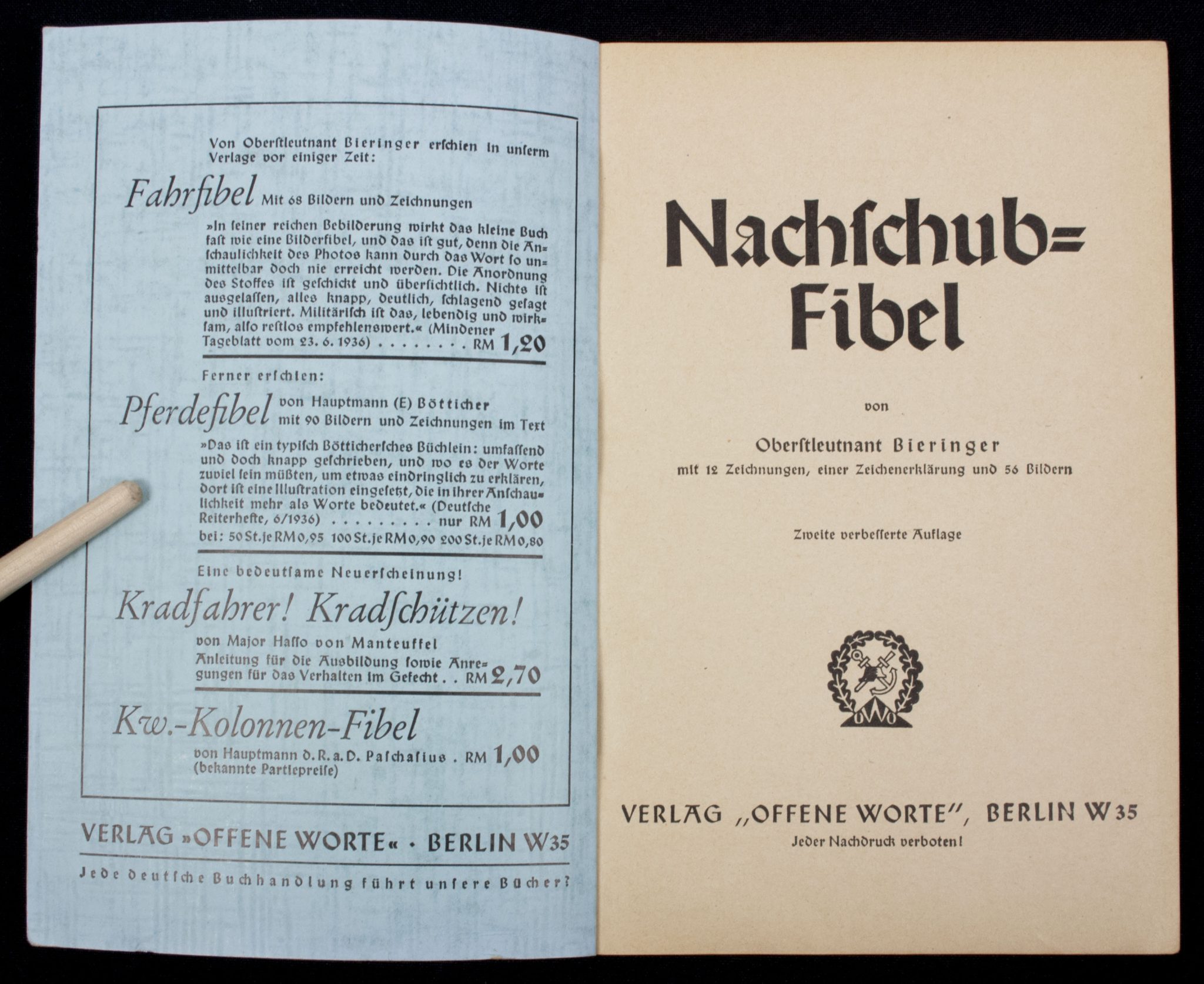 (Book) Oberstleutnant Bieringer Nachschub Fibel (1939) (Book) Oberstleutnant Bieringer Nachschub Fibel (1938)