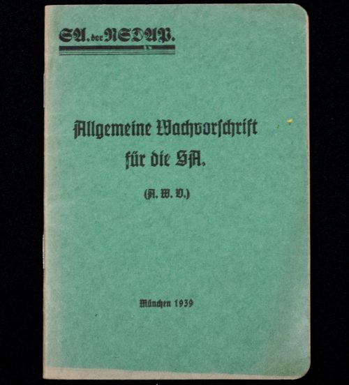 (Book) SA der NSDAP Allgemeine Wachvorschrift für die SA (1939)