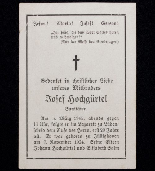 Deathcard DRK – Sanitäter (1945)
