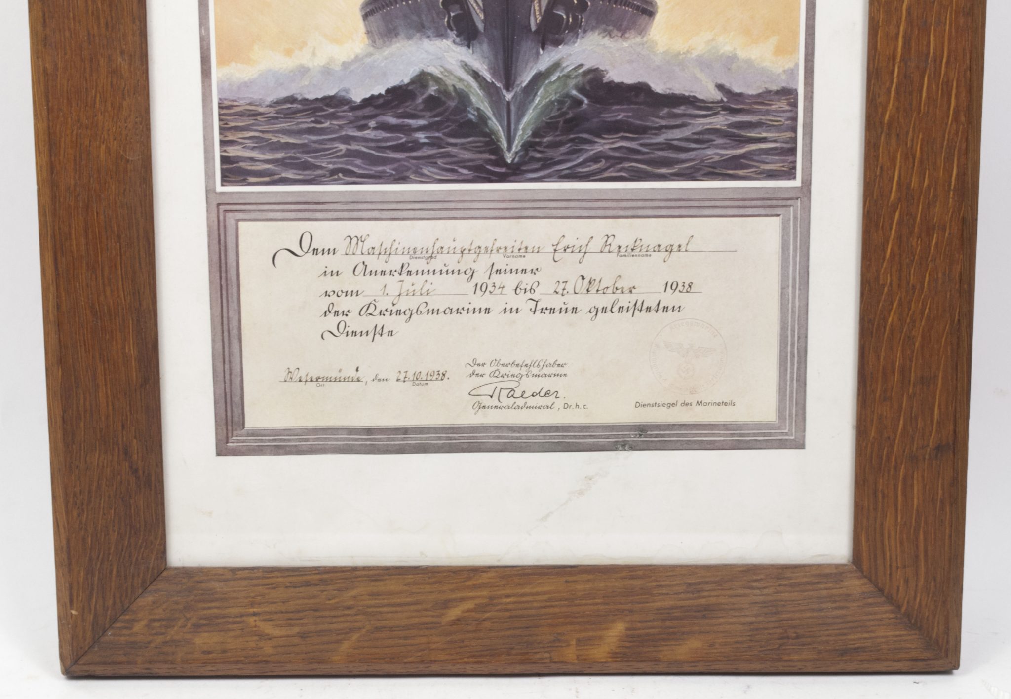 Kriegsmarine (KM) framed luxuary citation (55x40 cm) - Image 7