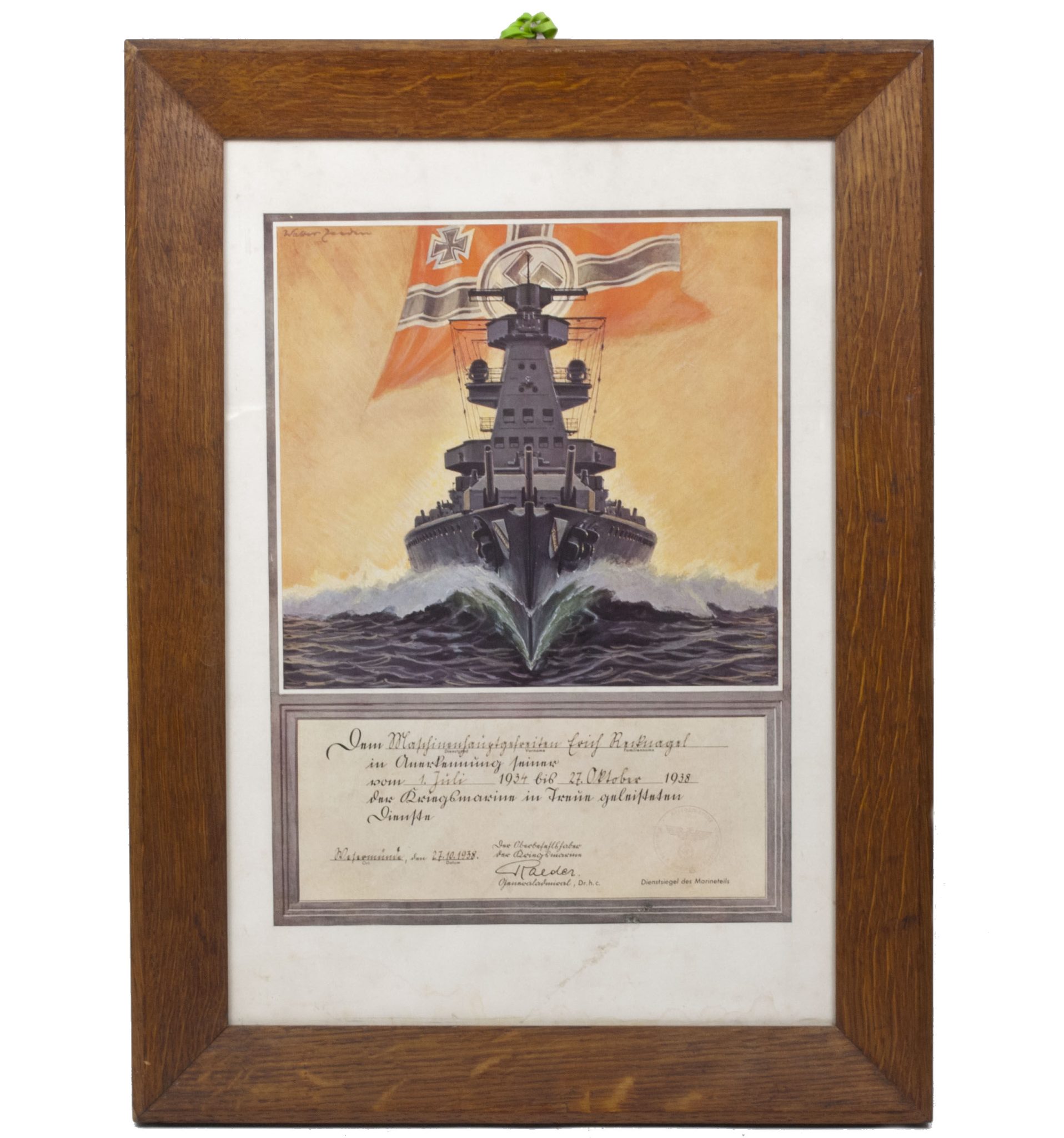 Kriegsmarine (KM) framed luxuary citation (55x40 cm)