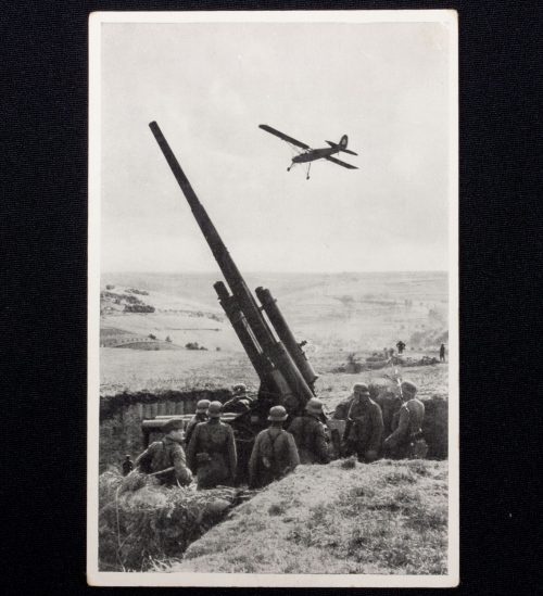 (Postcard) Luftverteidigungszone im Westen. Schweres Flakgeschütz.