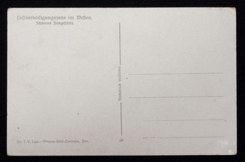 (Postcard) Luftverteidigungszone im Westen. Schweres Flakgeschütz.