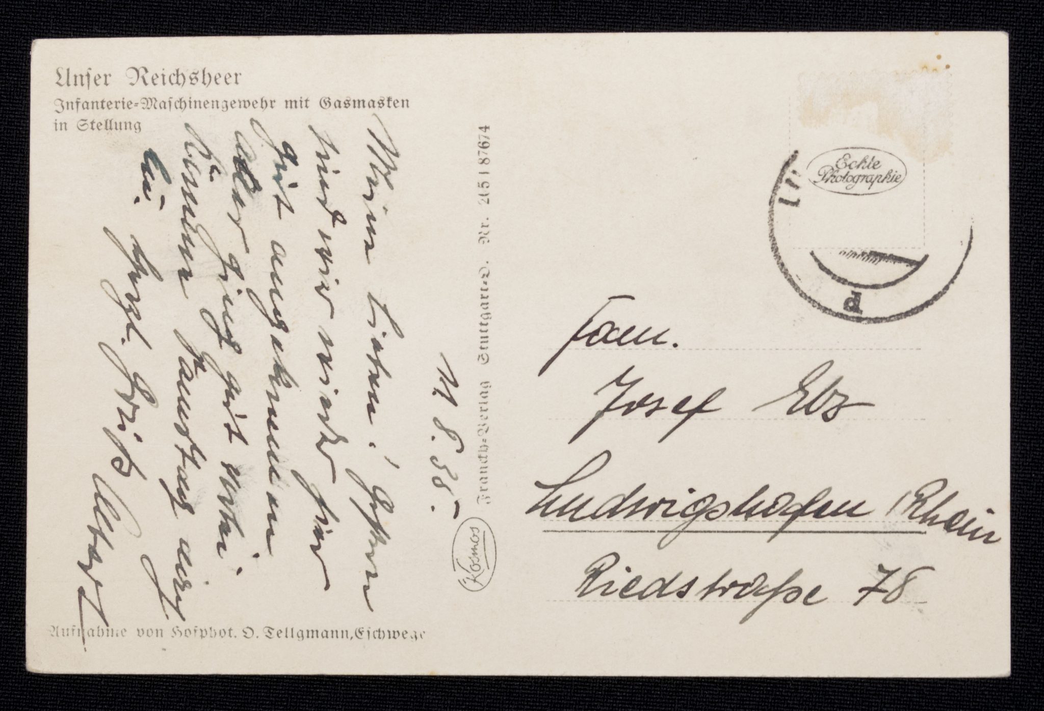 (Postcard) Unsere Reichswehr Infanterie Maschinengewehr mit Gasmasken in Stellung (3) (Postcard) Unsere Reichswehr Infanterie Maschinengewehr mit Gasmasken in Stellung