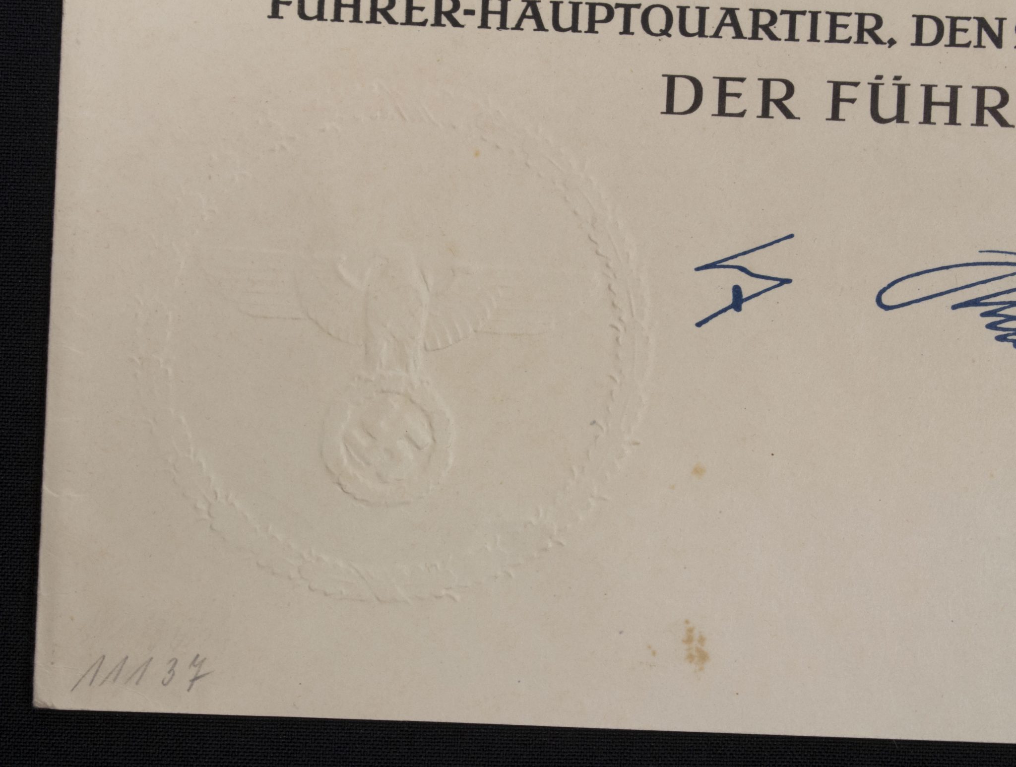 Promotional document (Ernennungsurkunde) Studienassessor Adolf Giesecke signed Führer Hauptquartier 1942 - Image 10