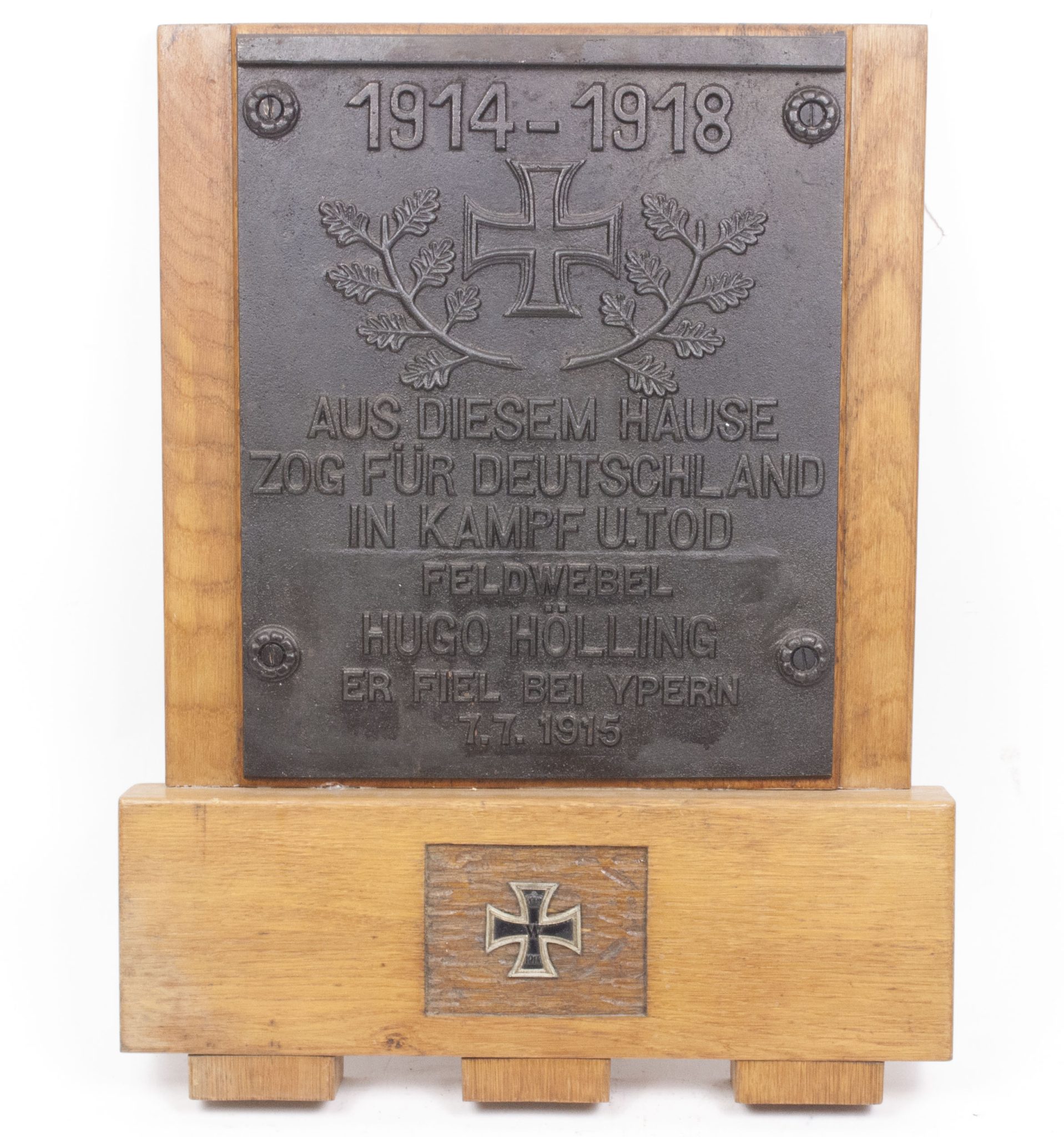 WWI large commemorative plate Feldwebel Hugo Hölling 8/RJR 213 gefallen bei Ypern 7.7.1915 - Image 3