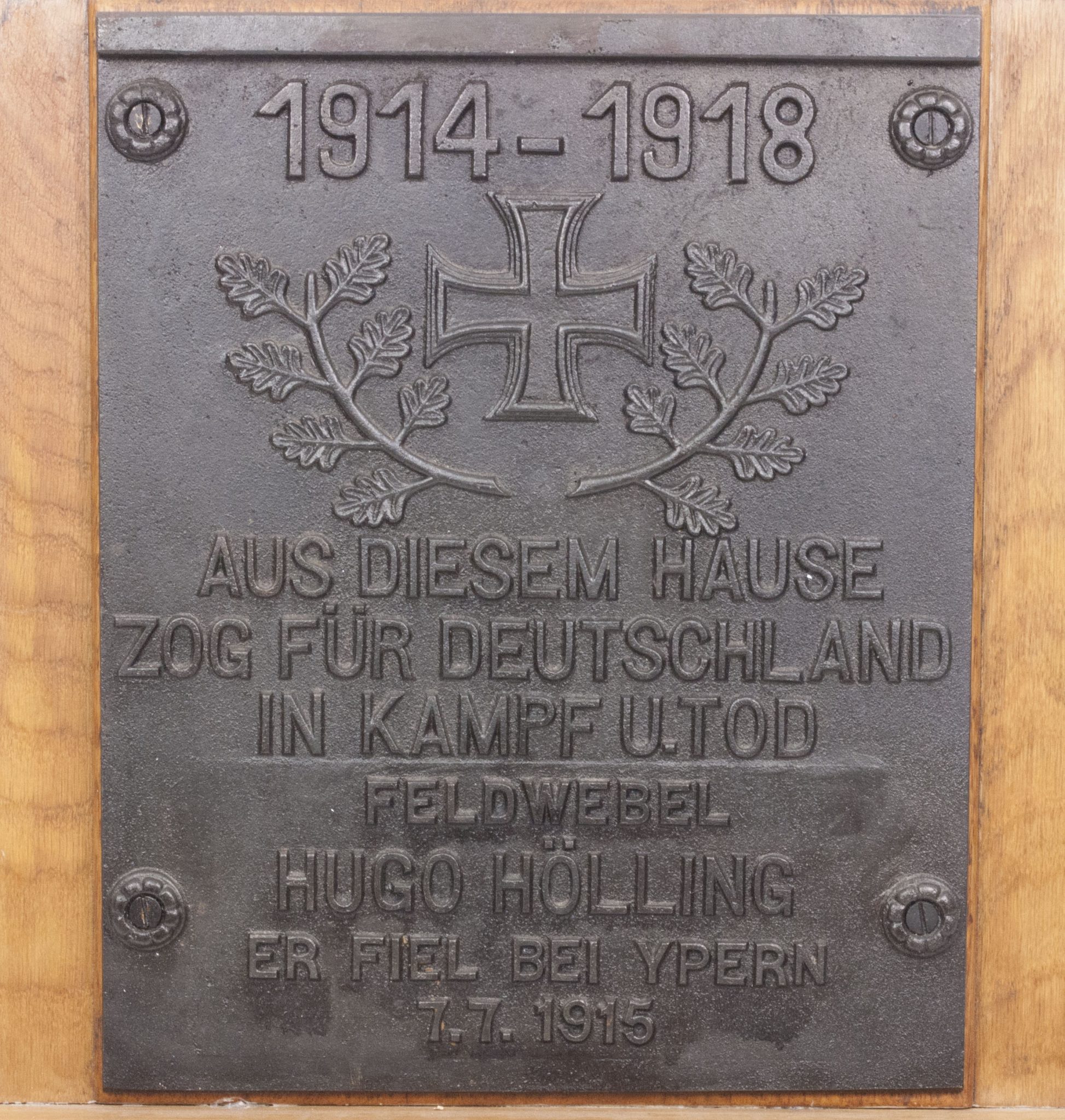 WWI large commemorative plate Feldwebel Hugo Hölling 8/RJR 213 gefallen bei Ypern 7.7.1915 - Image 4