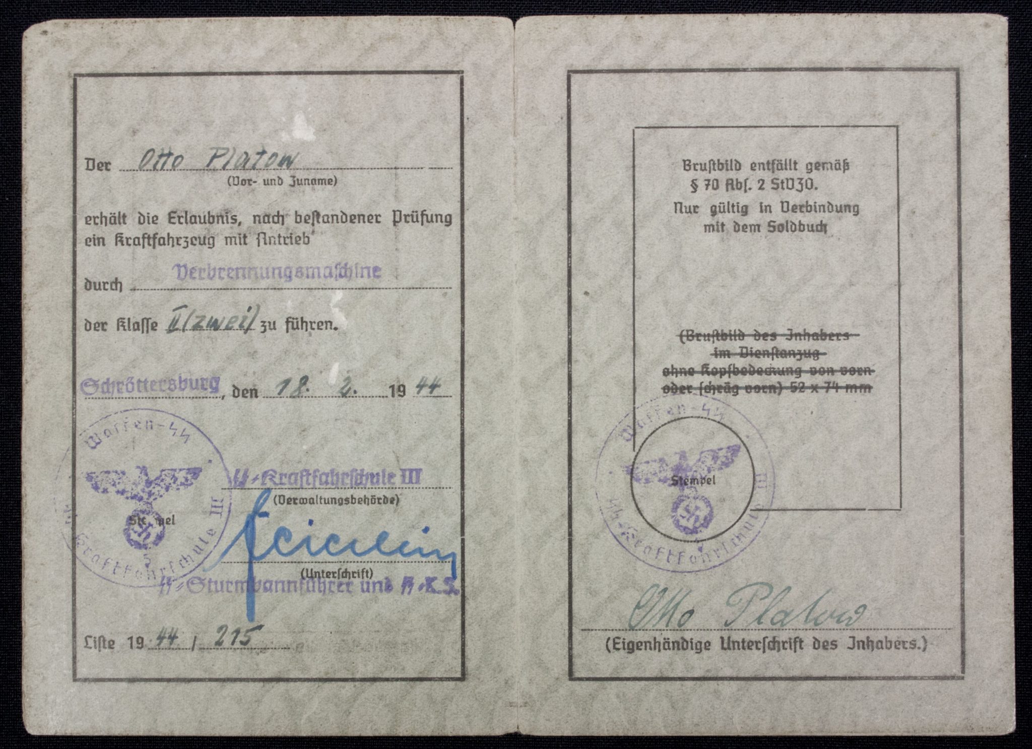 Waffen-SS Führerschein (1944) Waffen-SS Führerschein (1944)