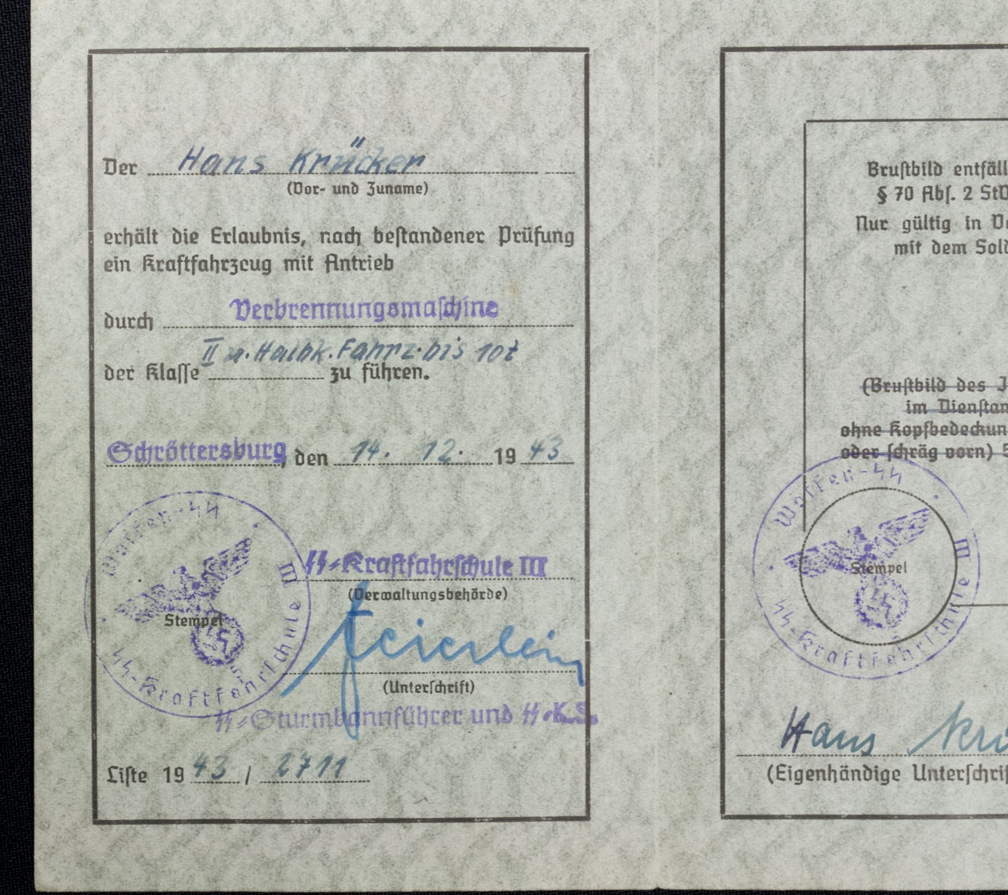 Waffen-SS Führerschein (4) Waffen-SS Führerschein