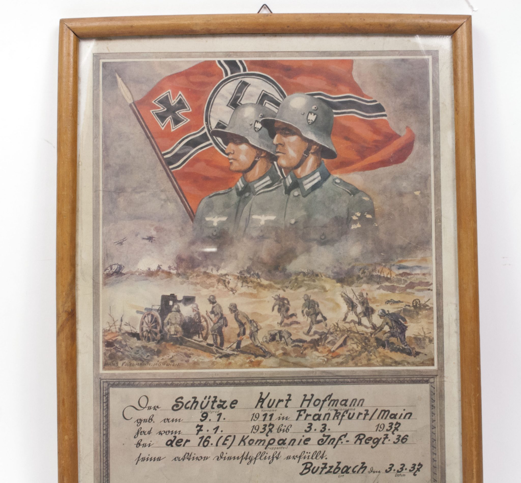 Wehrmacht (Heer) framed luxuary Infantery citation (40x30 cm) (1938) - Image 11