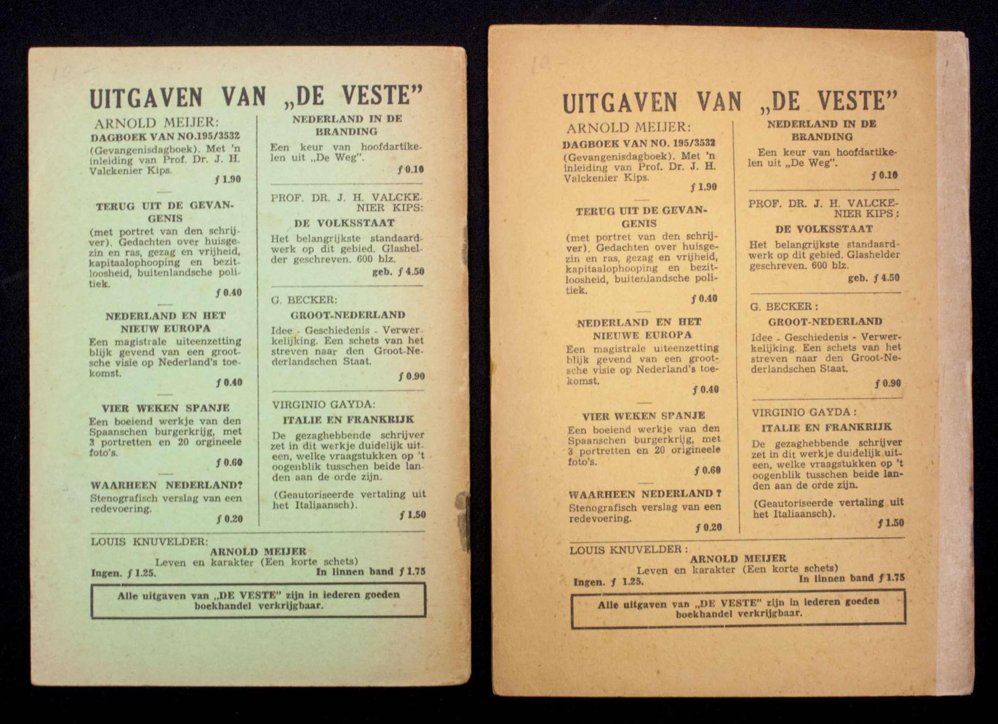 (Brochures) Arnold Meijer - Zwart Front - twee brochures