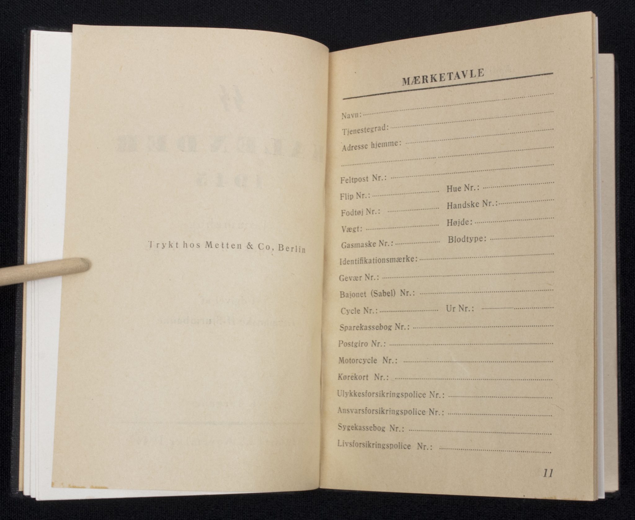 (DenmarkGermanske SS-Sturmbanne) SS Kalender 1945 Lommebog for danske SS-Frivillige - Soldatenfreund (1945) - Very rare