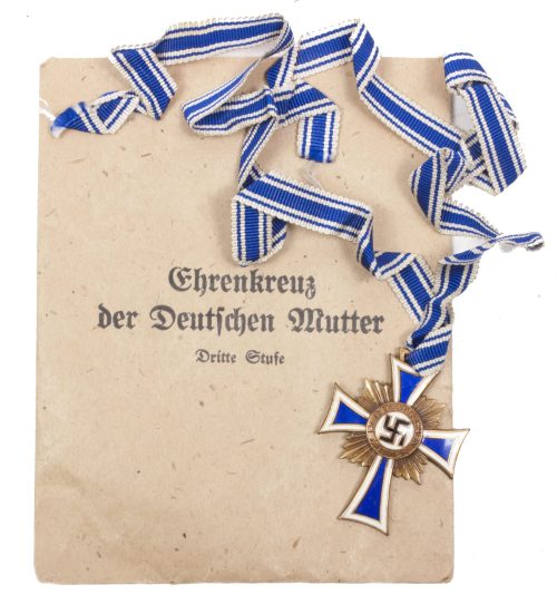 Ehrenkreuz der Deutsche Mutter Mutterkreuz in bronze + enveloppe (Maker R. Danner MühlhausenTh)
