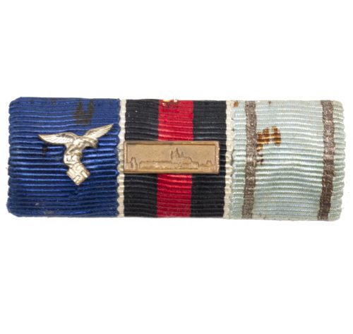 Luftwaffe (LW) triple ribbon with Dienstauszeichnung 4 Jahre + Sudetenland Annexationmedal + Bulgarian WWI medal
