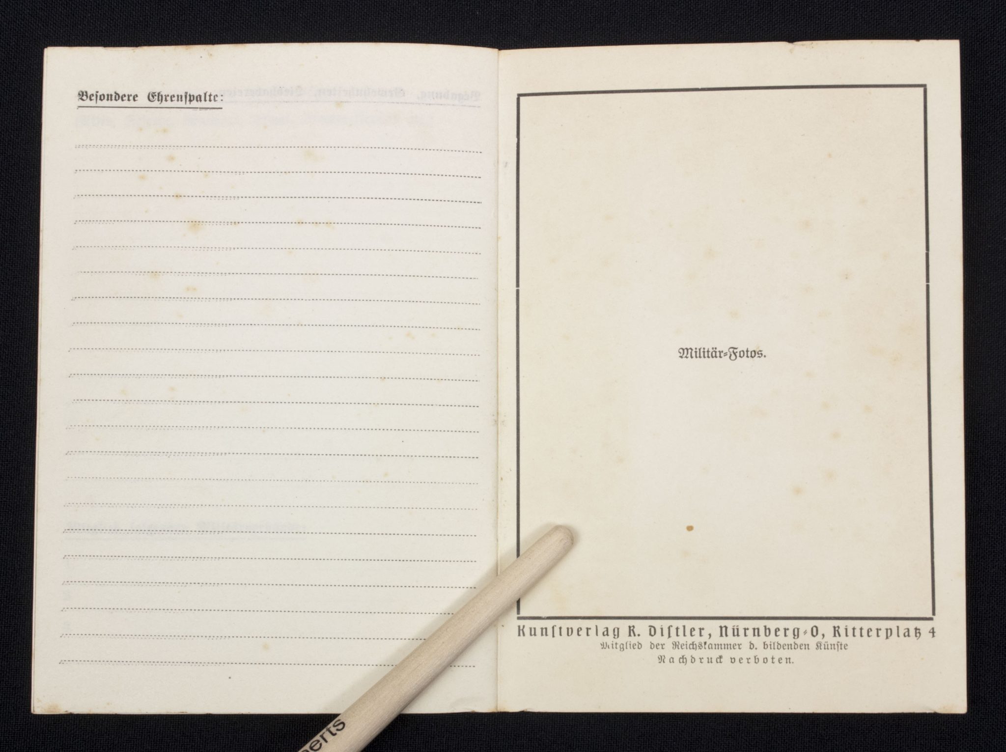 PLaque den Vaterlande treu gedient including the rare booklet 3.N.A.Ob.d.L.