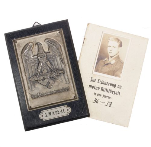 PLaque den Vaterlande treu gedient including the rare booklet 3.N.A.Ob.d.L.