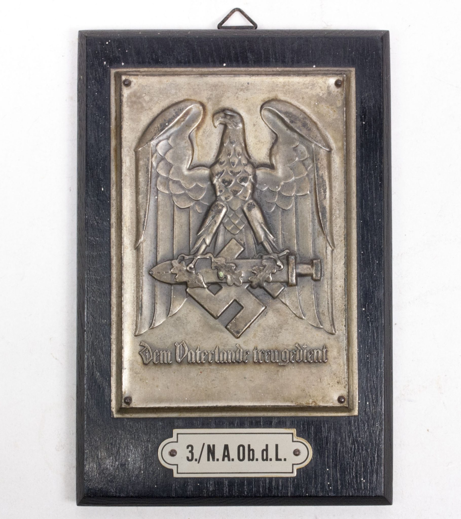PLaque den Vaterlande treu gedient including the rare booklet 3.N.A.Ob.d.L.