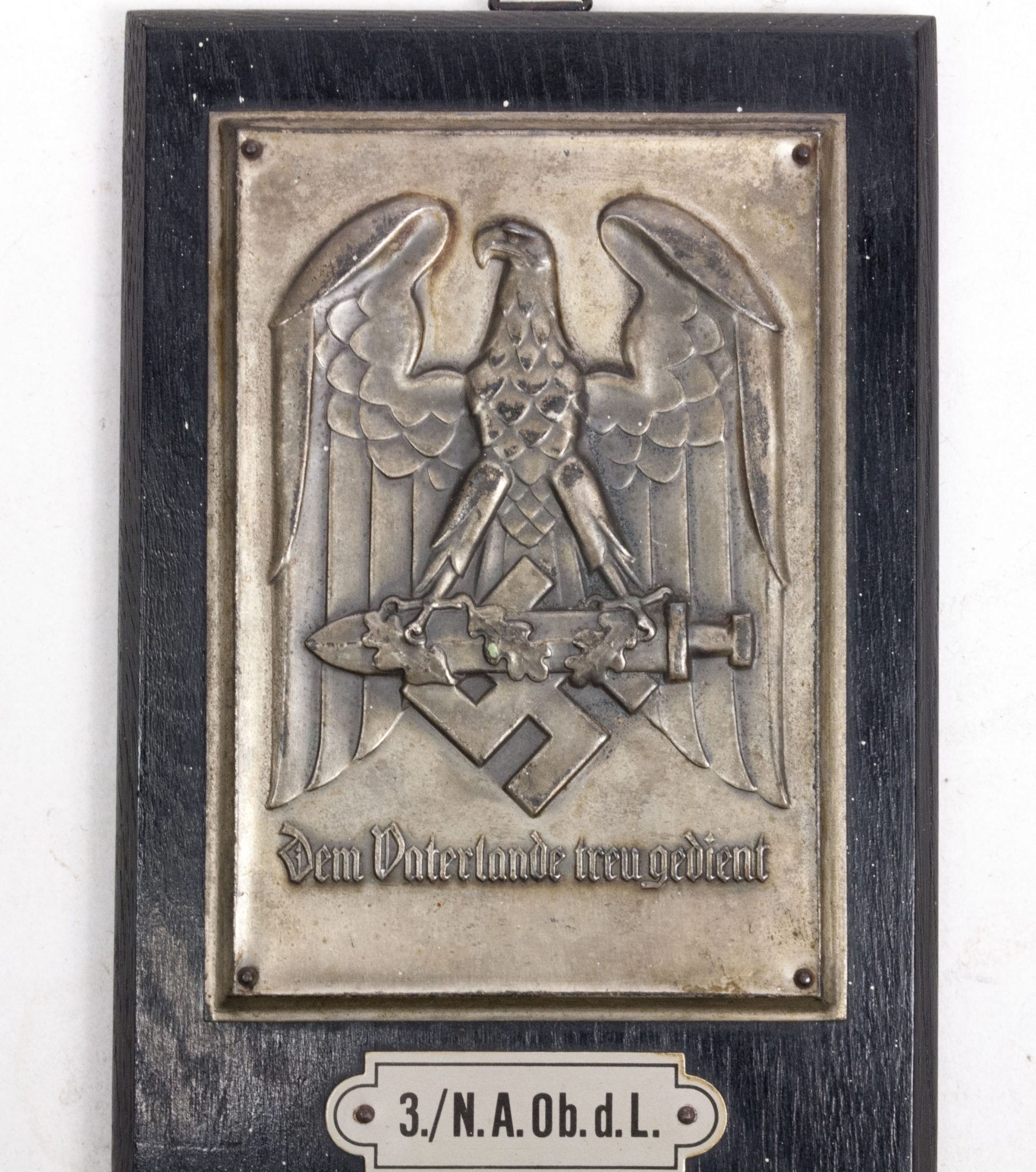 PLaque den Vaterlande treu gedient including the rare booklet 3.N.A.Ob.d.L.