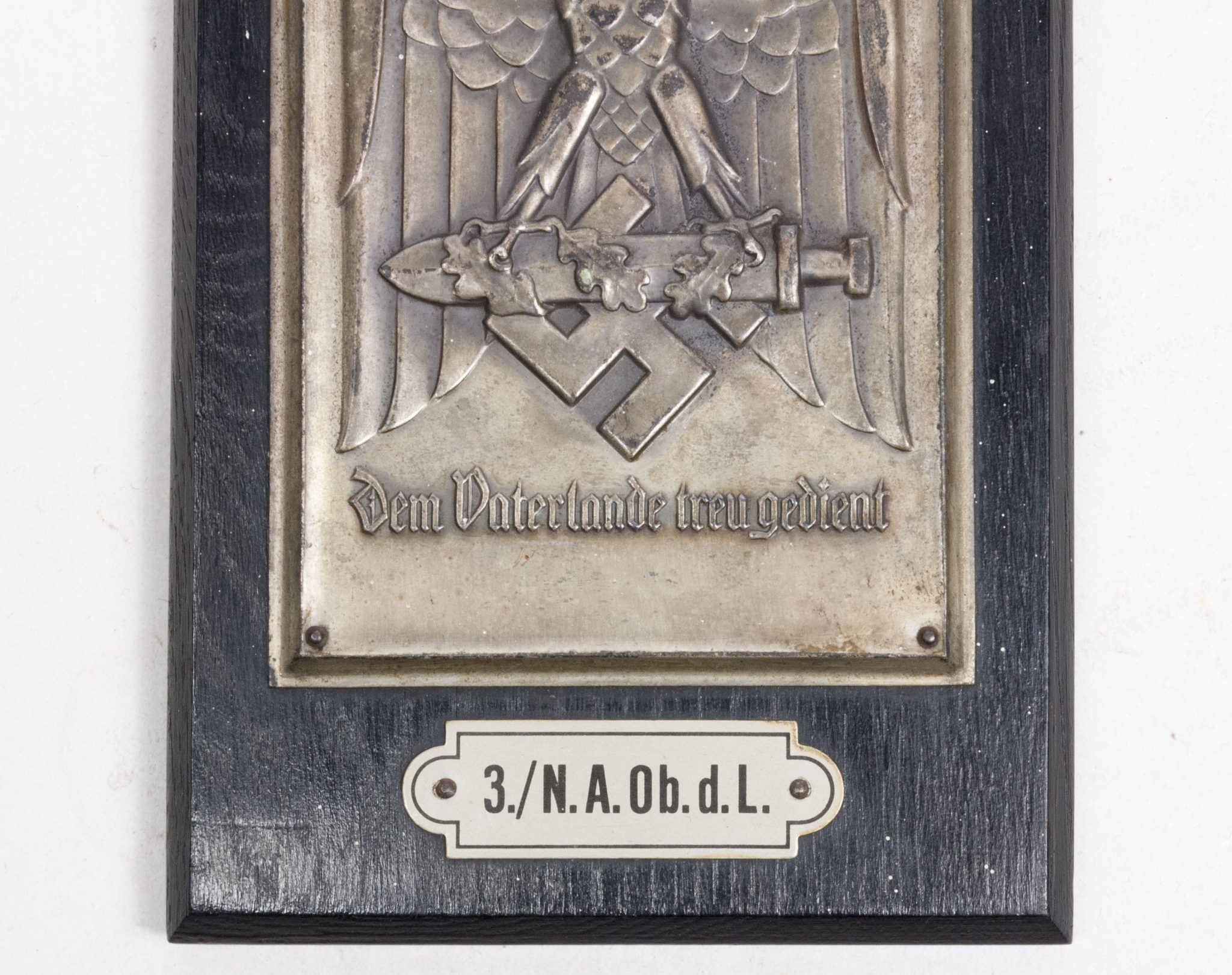 PLaque den Vaterlande treu gedient including the rare booklet 3.N.A.Ob.d.L.