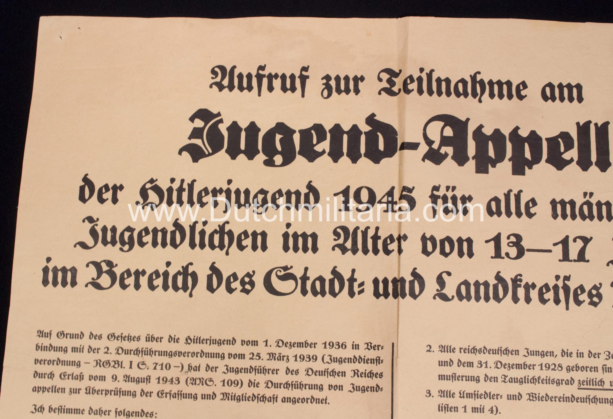 (Poster) Hitlerjugend (HJ) Jugend-Appell der Hitlerjugend 1945 - RARE