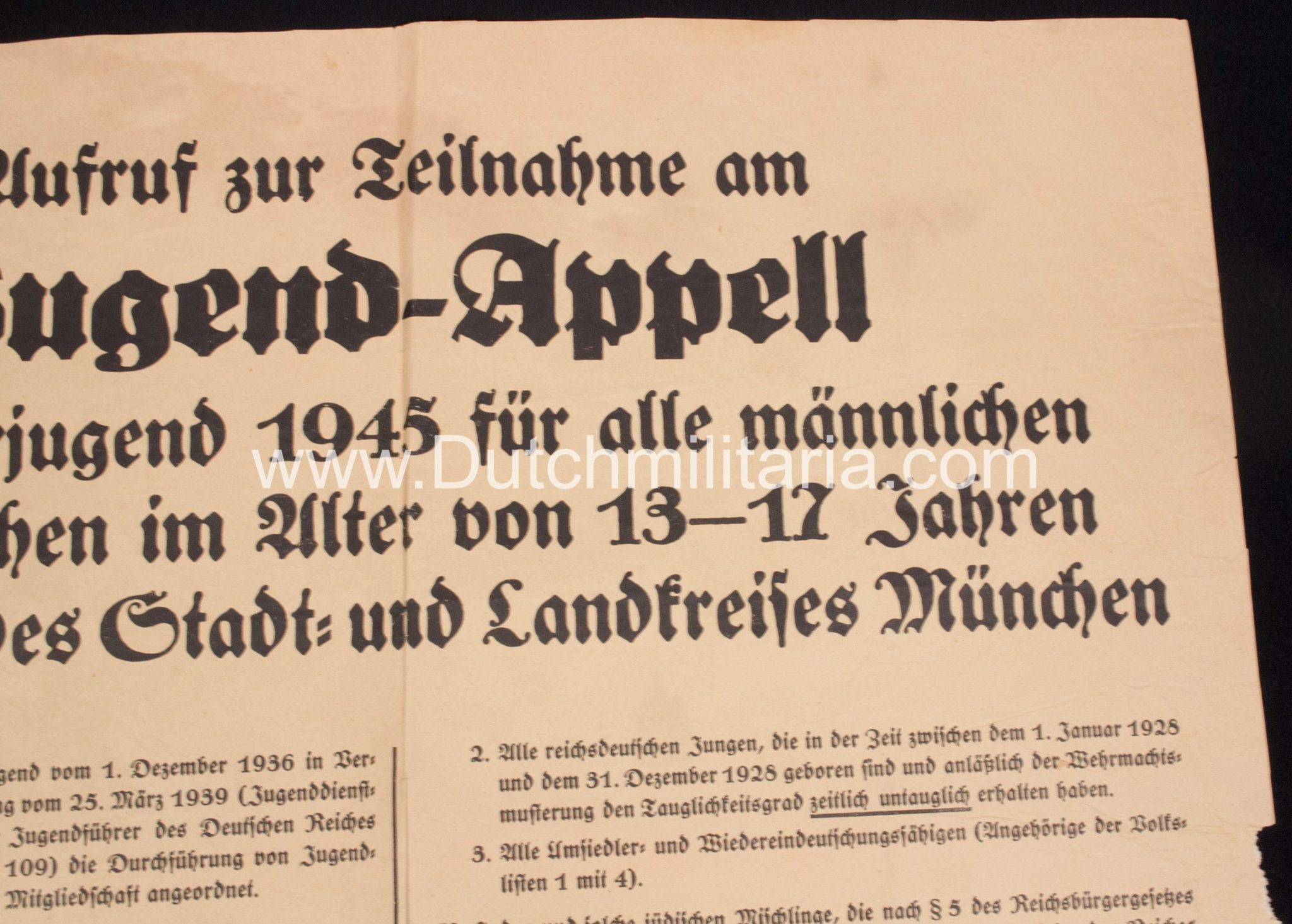 (Poster) Hitlerjugend (HJ) Jugend-Appell der Hitlerjugend 1945 - RARE