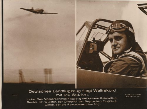 (Pressphoto) Deutsches Landflugzeug fliegt Weltrekord mit 610 Std.-Km (24x18cm)