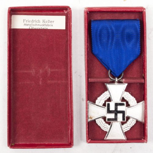 Treue Dienst 25 Jahre + etui (Maker Friedrich keller Metallschmuckfabrik Oberstein)