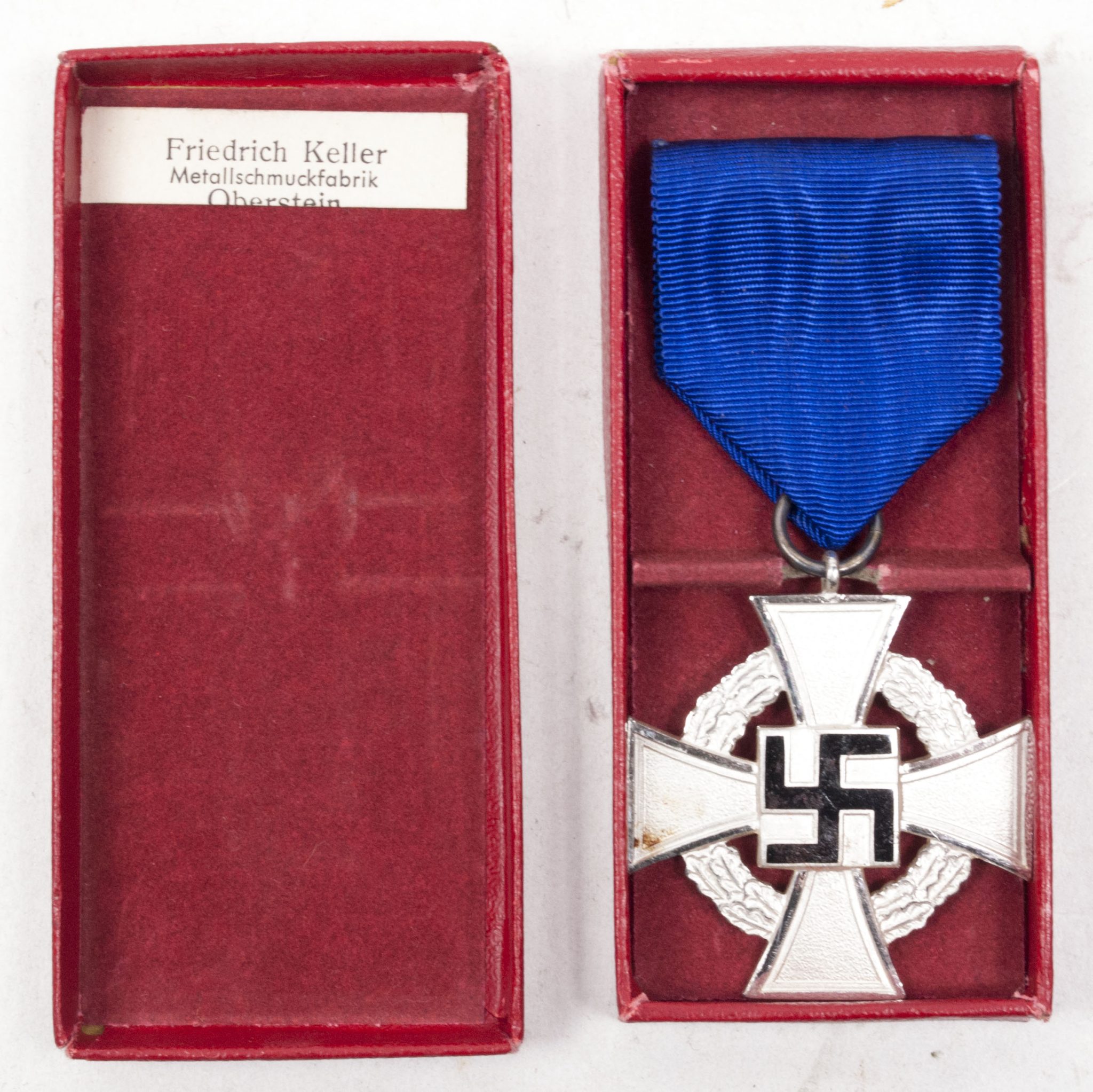 Treue Dienst 25 Jahre + etui (Maker Friedrich keller Metallschmuckfabrik Oberstein) (7) Treue Dienst 25 Jahre + etui (Maker Friedrich keller Metallschmuckfabrik Oberstein)