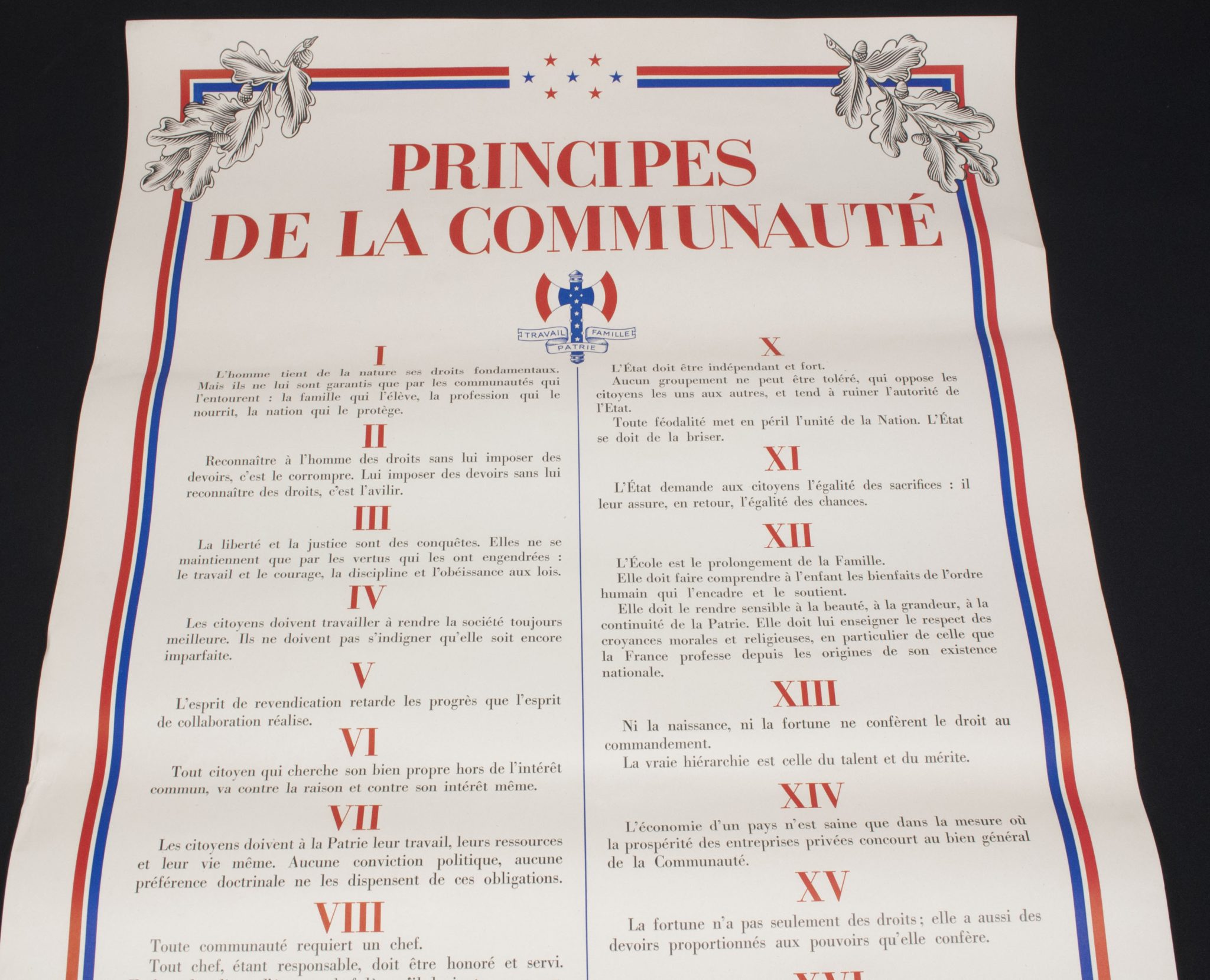 Vichy France poster (Marechal Petain) Principes de la Communauté (1) Vichy France poster (Marechal Petain) "Principes de la Communauté"