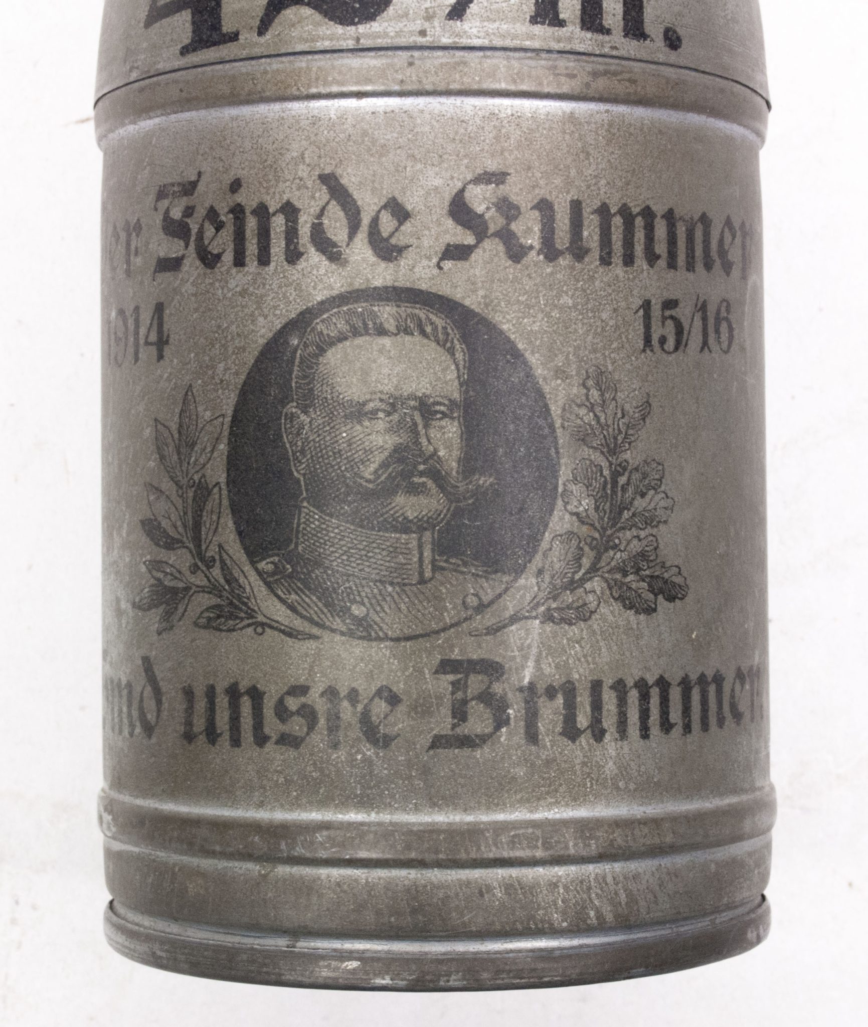 WWI German piggybank Dicke Bertha 42 CM - Der Feinde Kummer sind unsre Brummer - with key - RARE