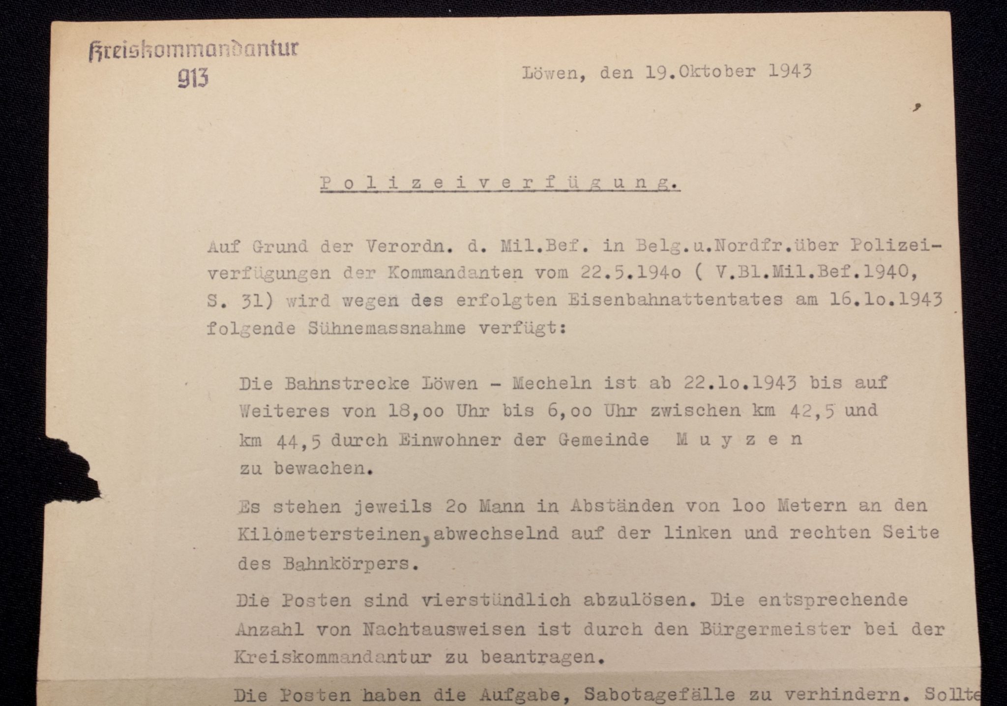 (Belgium) LeuvenMechelen Polizeiverfügung 1943 (3) (Belgium) LeuvenMechelen Polizeiverfügung 1943