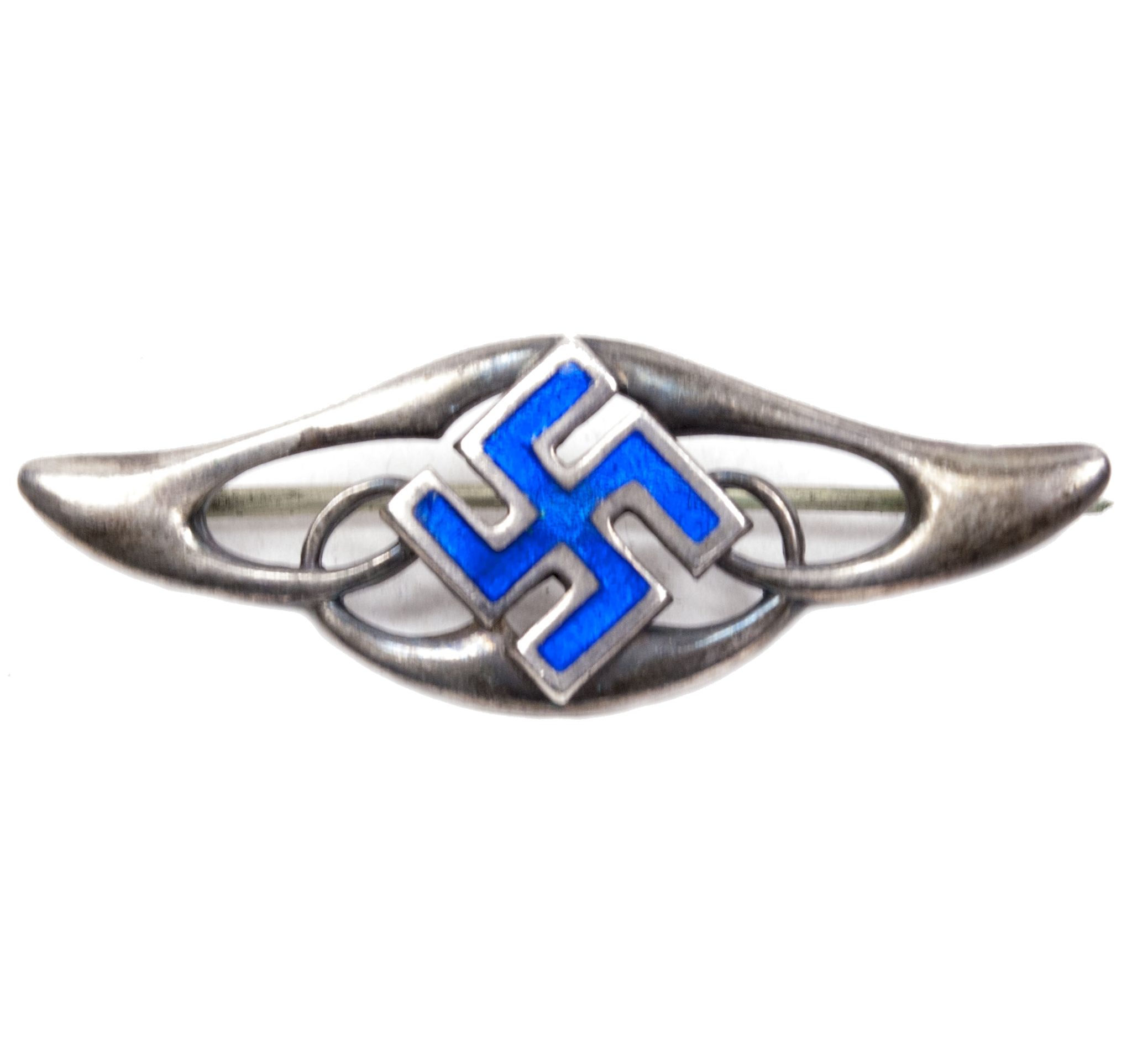 British made Swastika “Good Luck” Brooch - silver hallmarked and made by maker Charles Horner - (1920's)