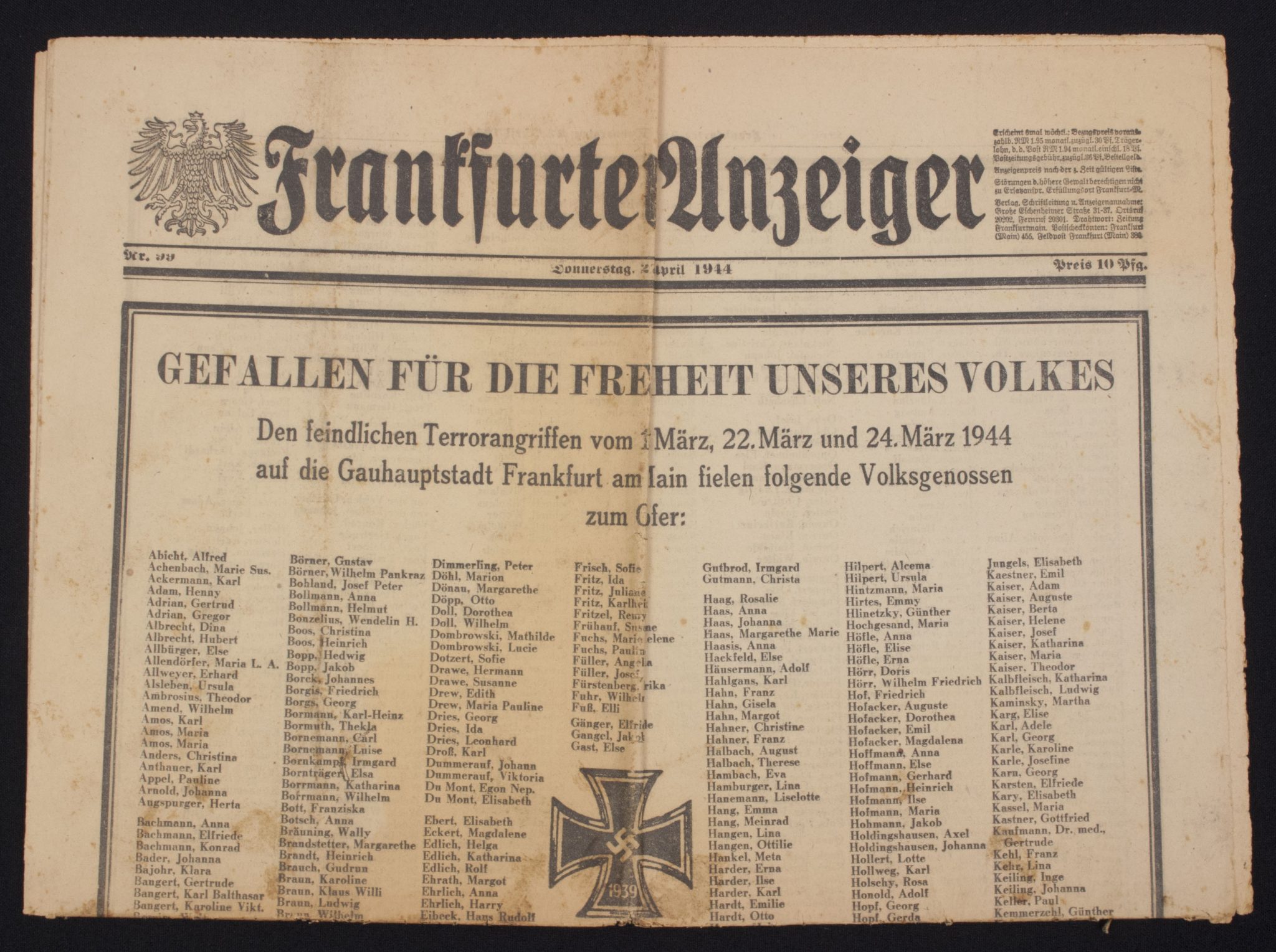 (Newspaper) Frankfurter Anzeiger 2 April 1944 (2) (Newspaper) Frankfurter Anzeiger 2 April 1944