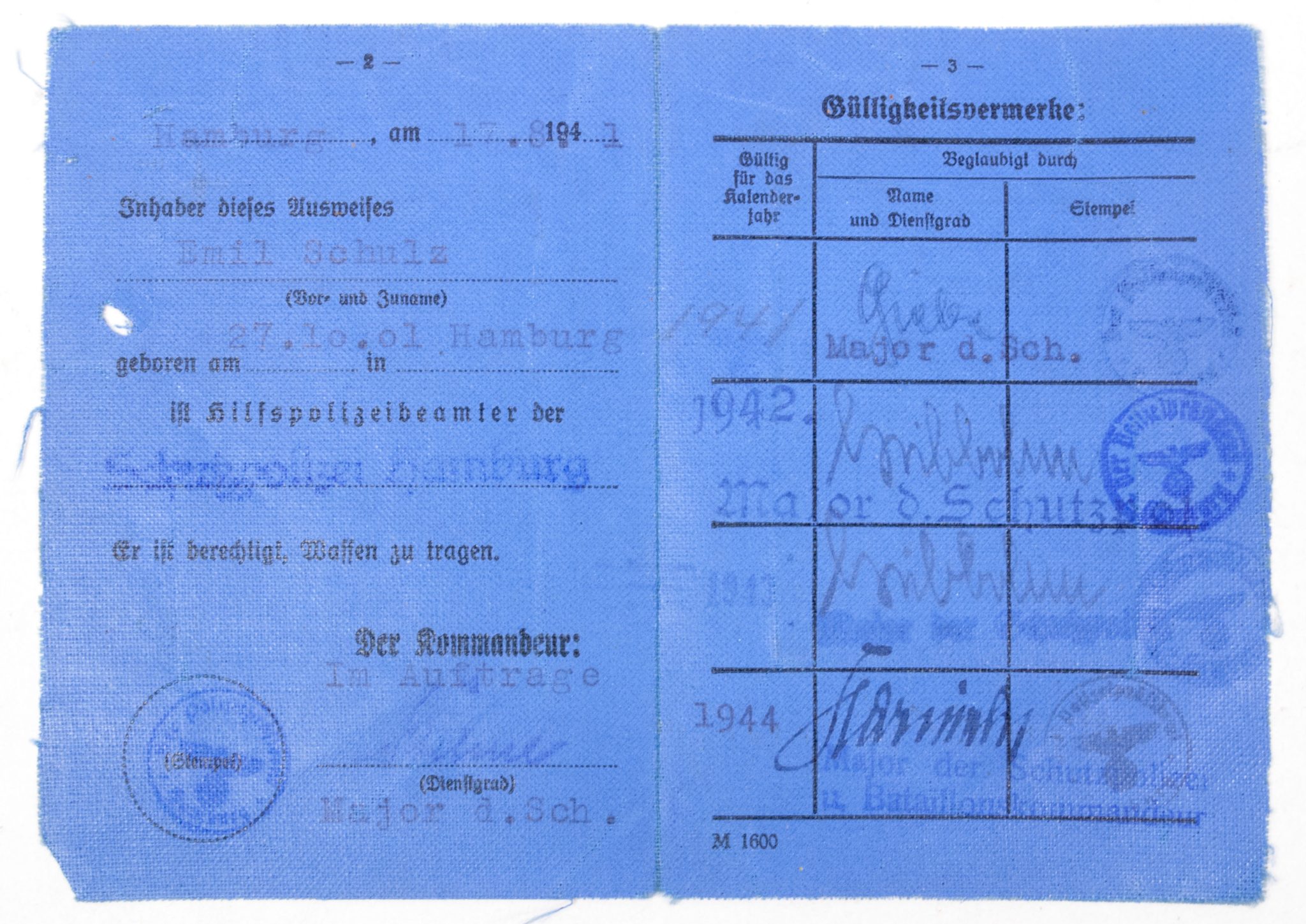 Polizei Dienstausweis -Schutzpolizei Hamburg (2)