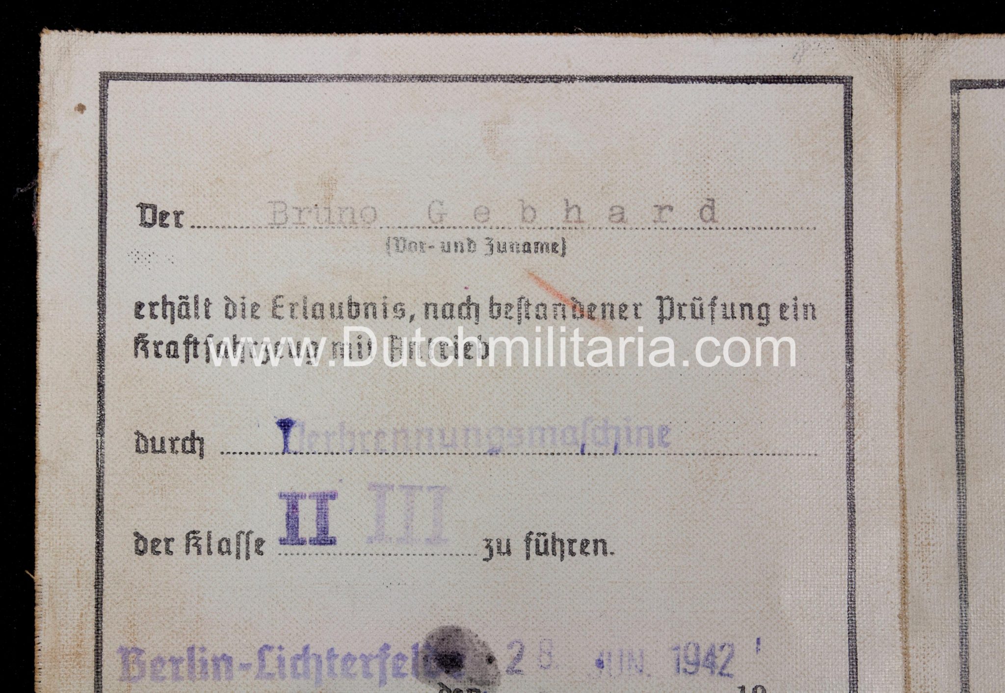 SS Führerschein Persönlicher Stab RF-SS Heinrich Himmler - rare
