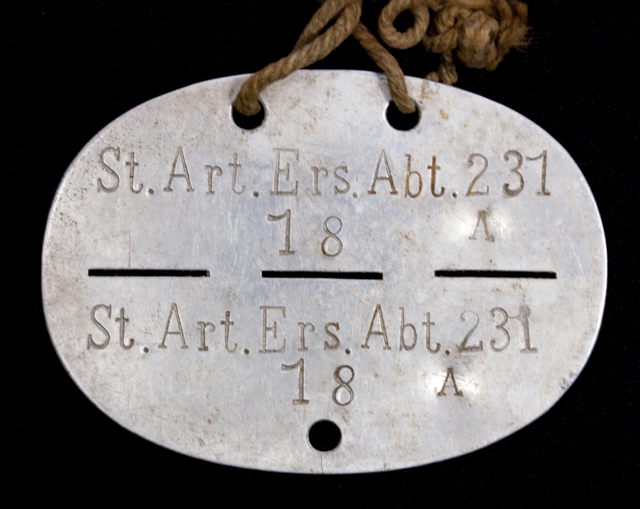 St. Art. Ers. Abt. 231 Erkennungsmarke (2) St. Art. Ers. Abt. 231 Erkennungsmarke