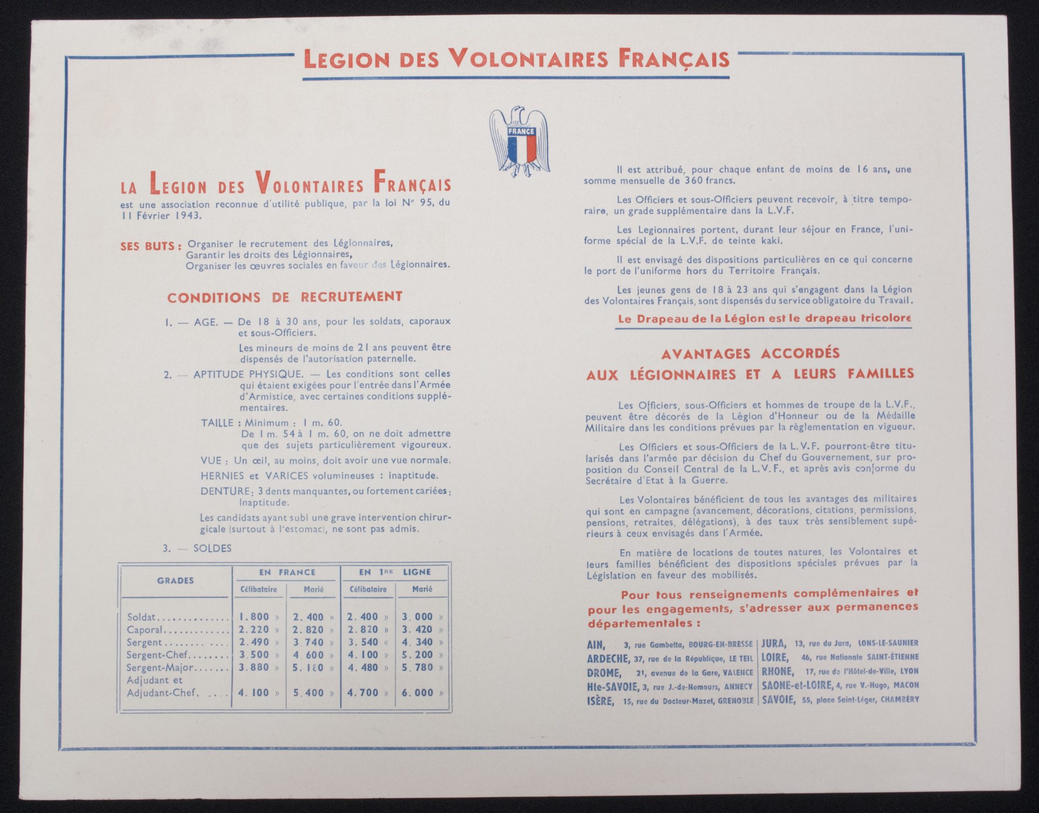(WWII France Legion des Voluntaires Francais) Francais de 18 a 30 And! S'engager das la Legion des Volontaires Francais contre le Bolchevisme - VERY RARE