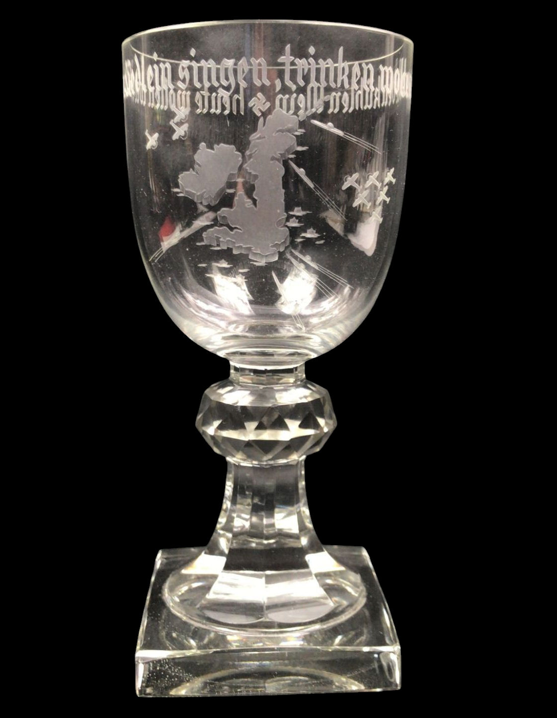 Beautifull Glass Goblet Glaspokal Engelandblockade – rare (1) Beautifull Glass Goblet Glaspokal Engelandblockade - rare