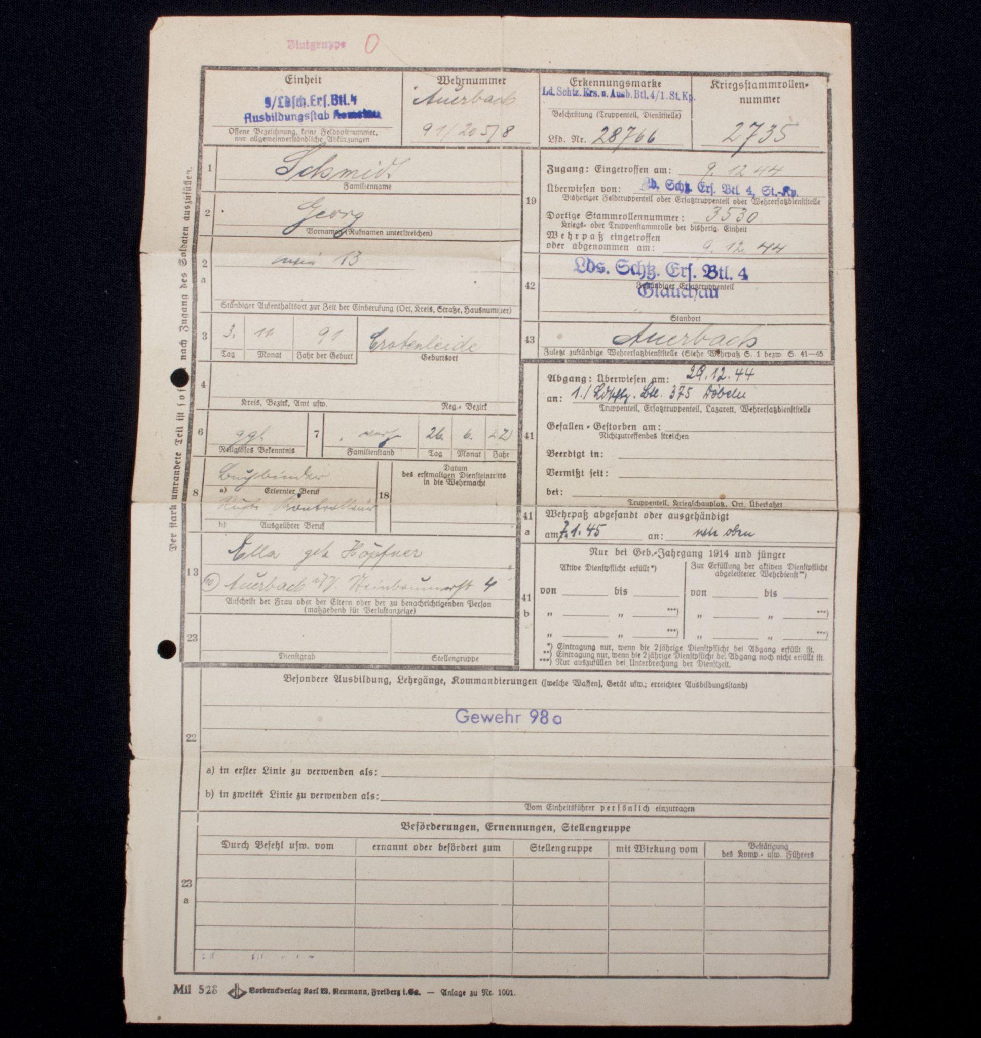 Soldbuch + Wehrpass late war Lds.Schtz.Ers.Btl.4. - Image 46