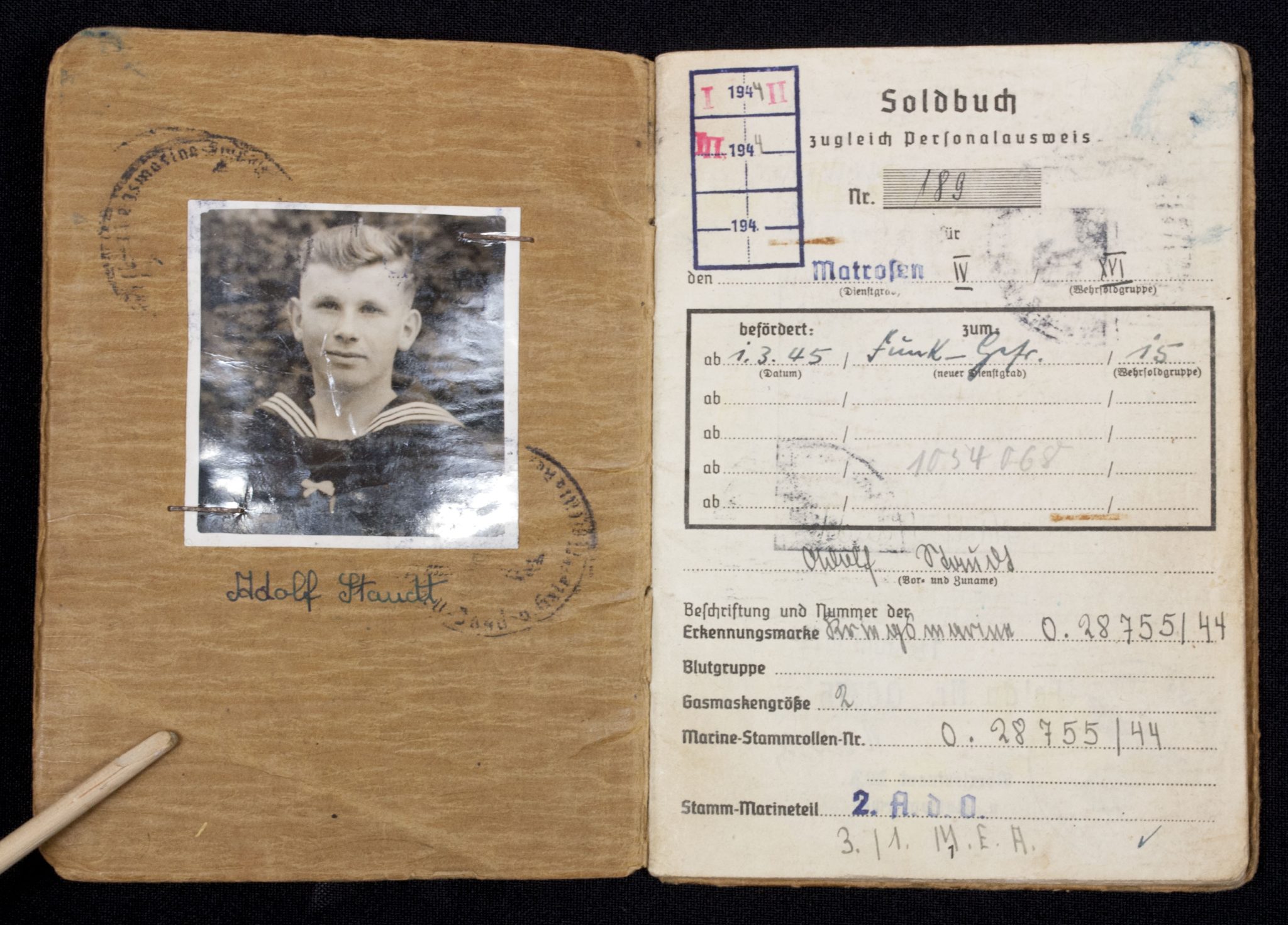 Kriegsmarine (KM) Soldbuch – Marine Funkstelle Bodo (3)