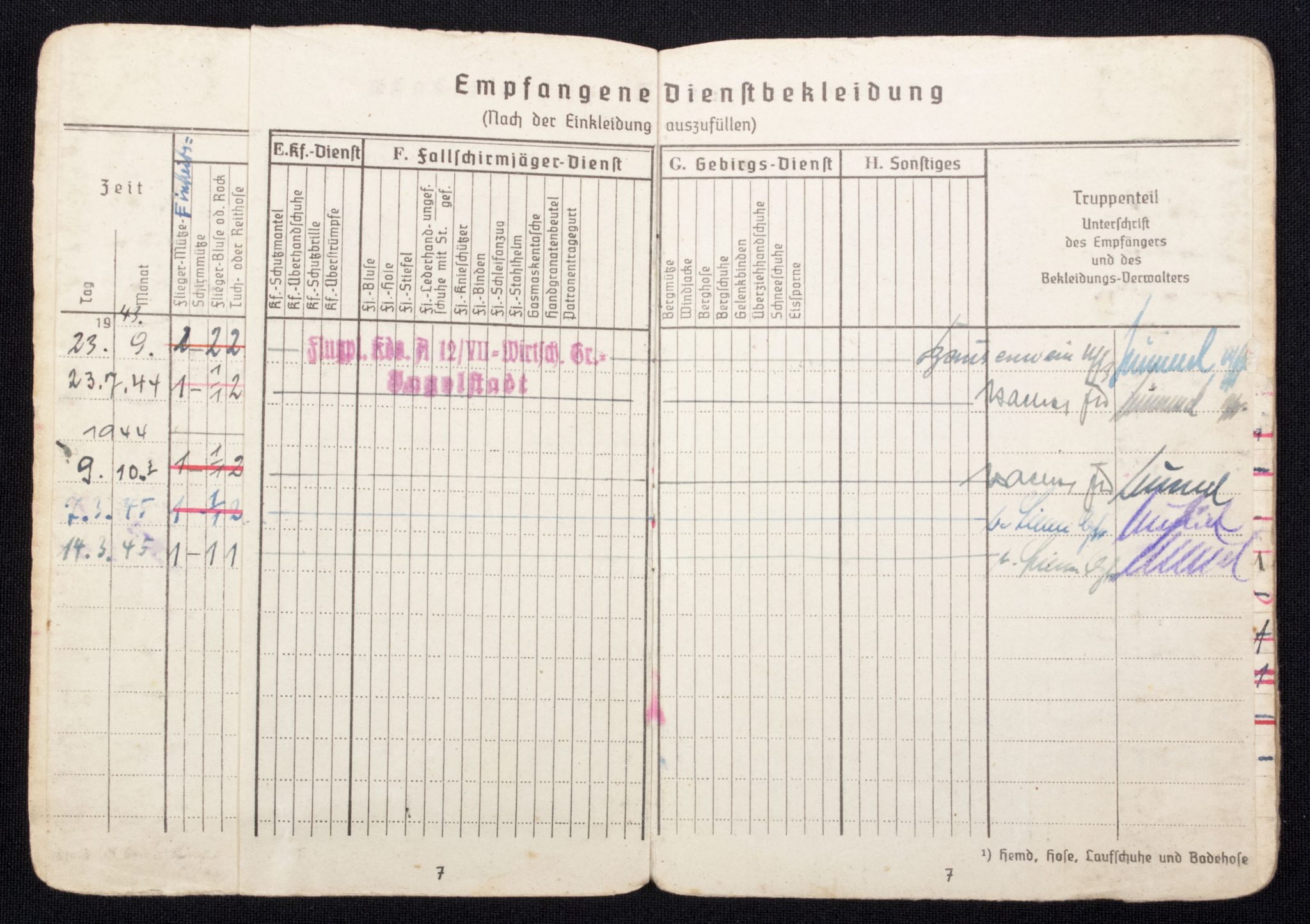 Luftwaffe (LW) Soldbuch Fliegerhorst Kompanie Schwabisch-Hall, later Flg.-Horstkompanie Ingolstadt - Image 9