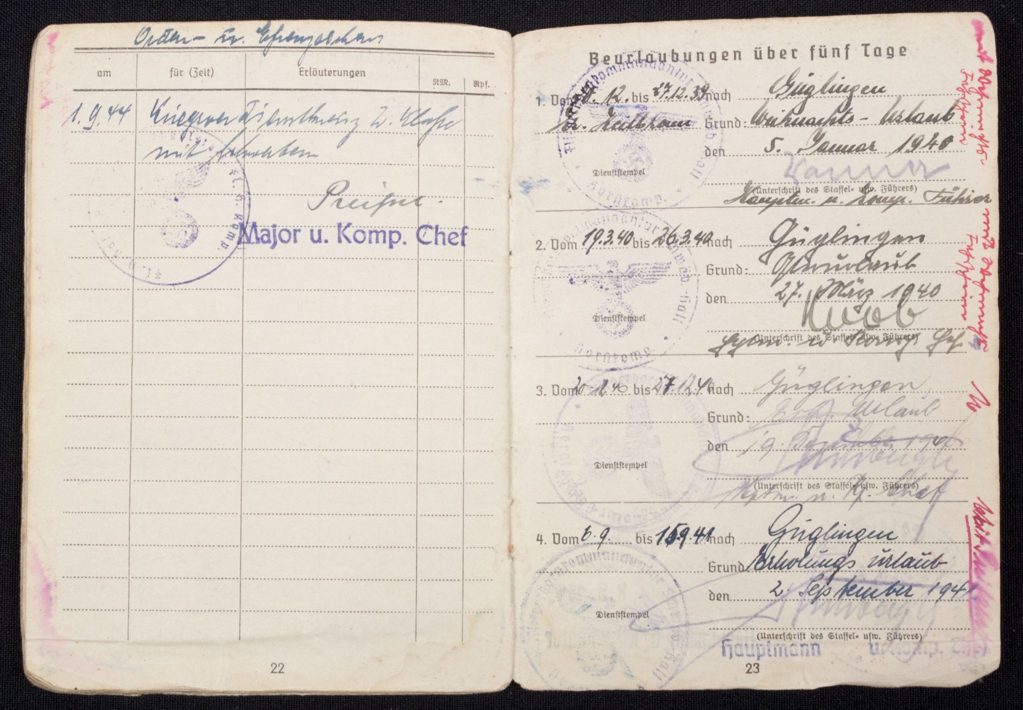 Luftwaffe (LW) Soldbuch Fliegerhorst Kompanie Schwabisch-Hall, later Flg.-Horstkompanie Ingolstadt - Image 15