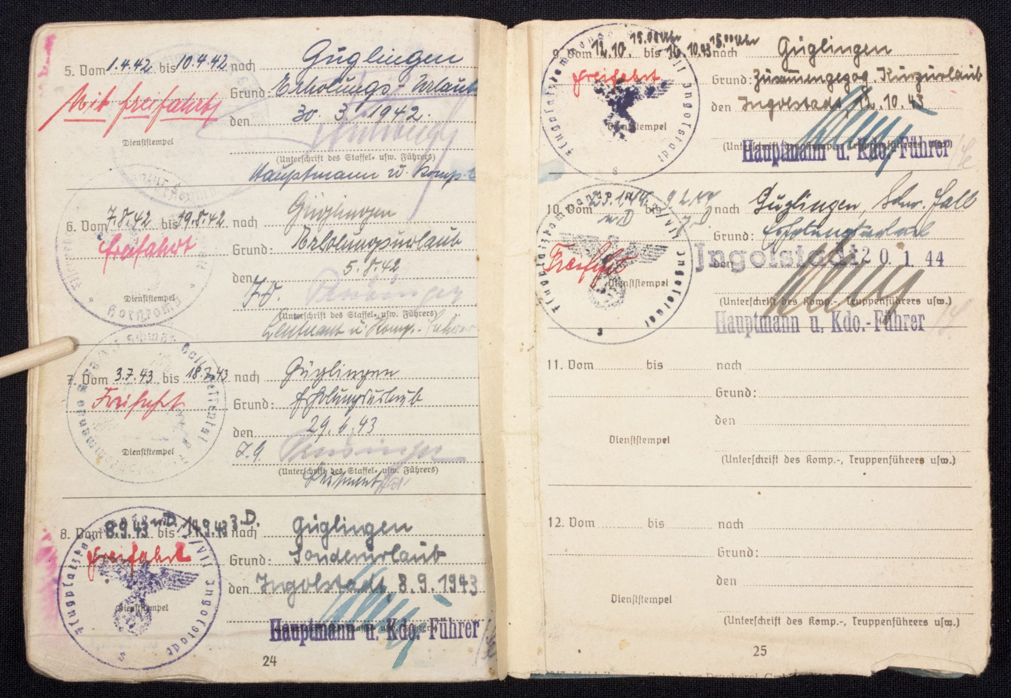 Luftwaffe (LW) Soldbuch Fliegerhorst Kompanie Schwabisch-Hall, later Flg.-Horstkompanie Ingolstadt - Image 16