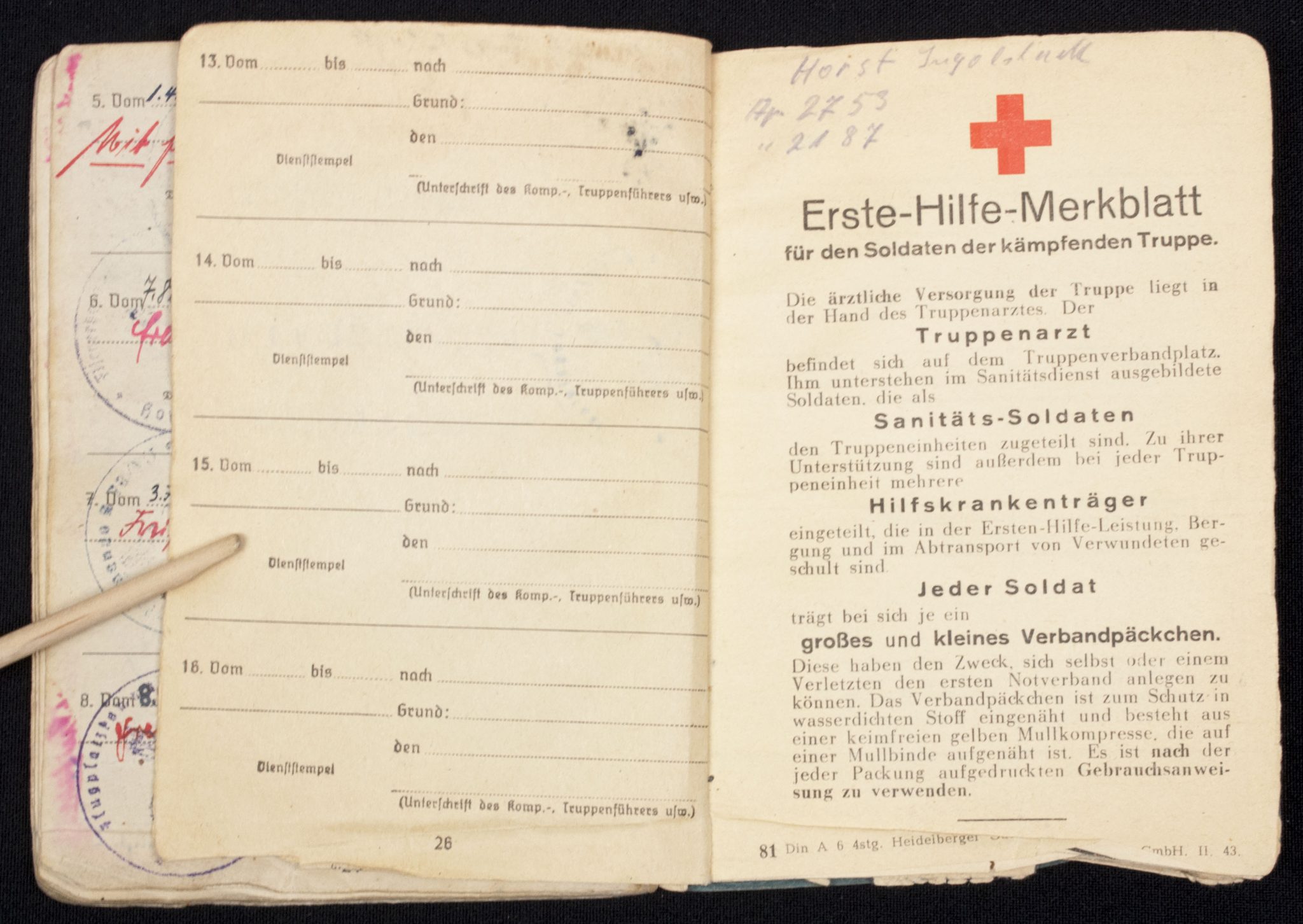 Luftwaffe (LW) Soldbuch Fliegerhorst Kompanie Schwabisch-Hall, later Flg.-Horstkompanie Ingolstadt - Image 17