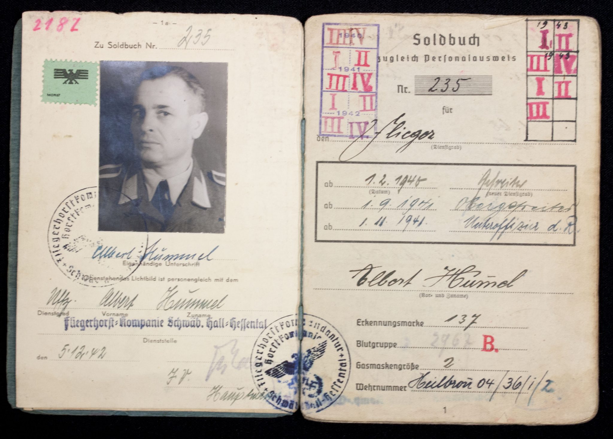 Luftwaffe (LW) Soldbuch Fliegerhorst Kompanie Schwabisch-Hall, later Flg.-Horstkompanie Ingolstadt - Image 3